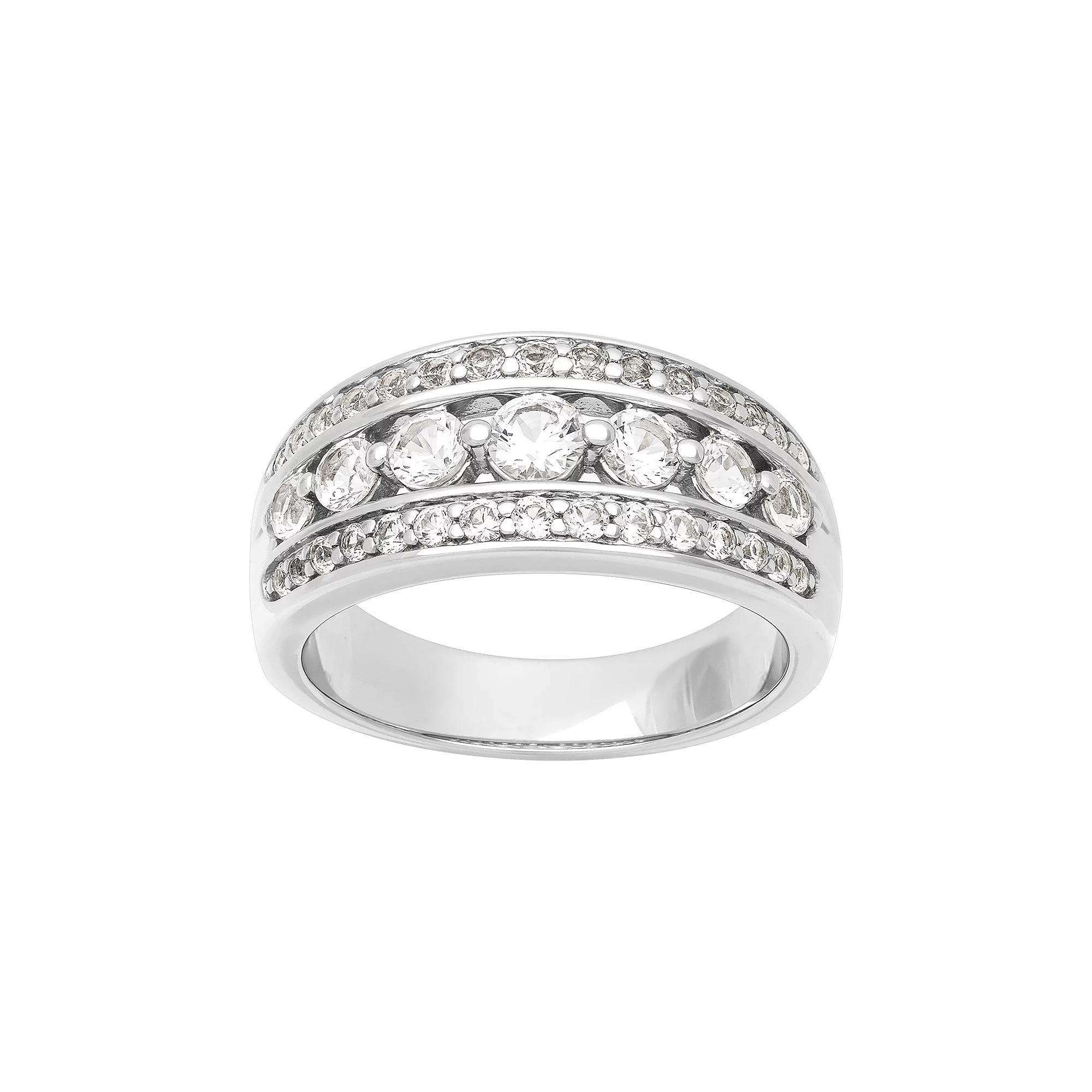 Love Always Sterling Silver 1 5/8 Carat T.W. Lab-Created White Sapphire Anniversary Band Ring, Womens Product Image