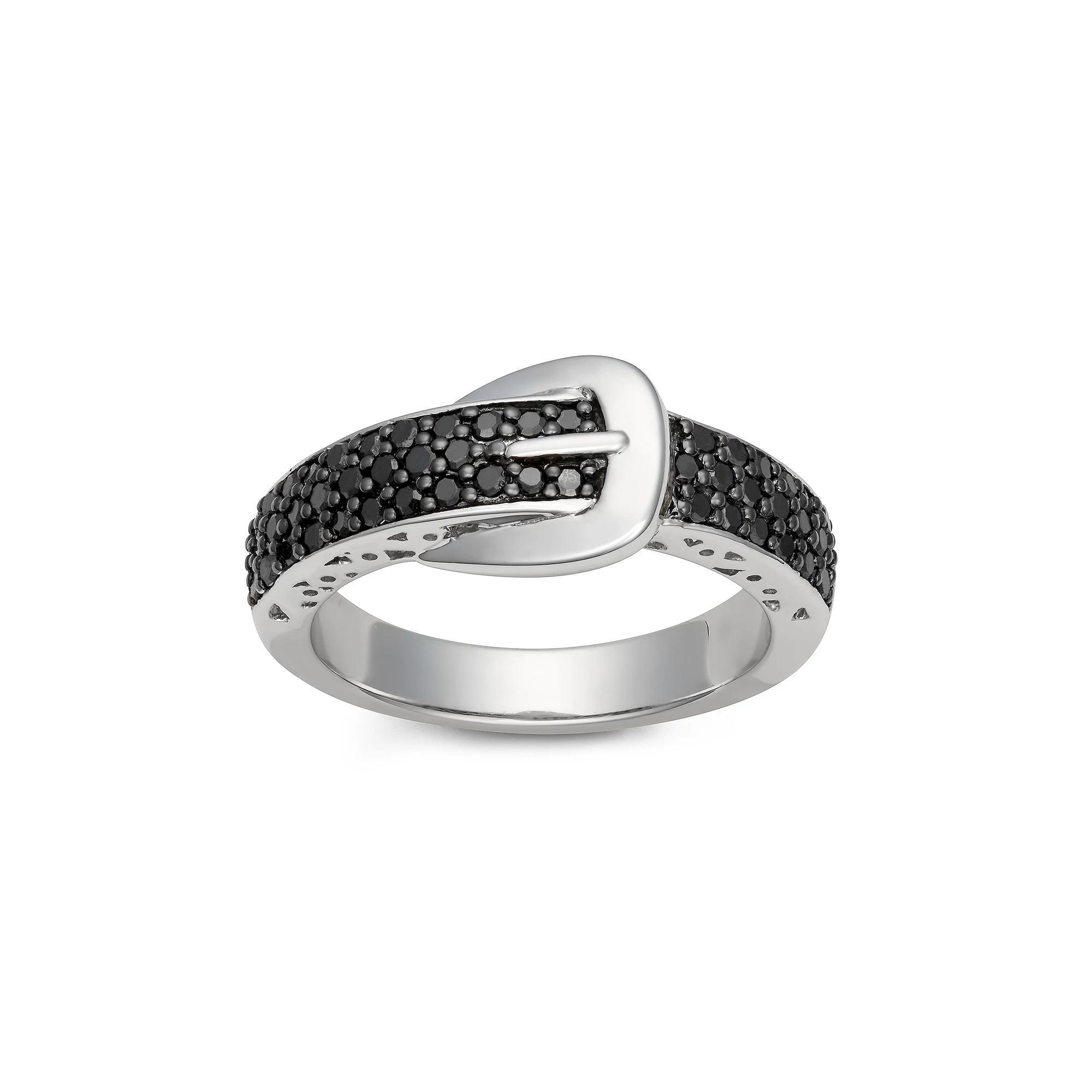 HDI Sterling Silver 1/2 Carat T.W. Black Diamond Buckle Ring, Women's, Size: 7 Product Image