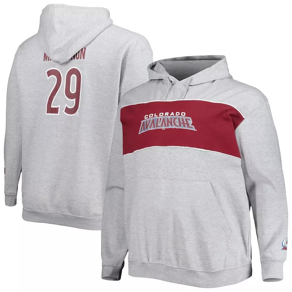 Men's Nathan MacKinnon Heather Gray Colorado Avalanche Big & Tall Player Pullover Hoodie, Size: 3XLT, Grey Product Image