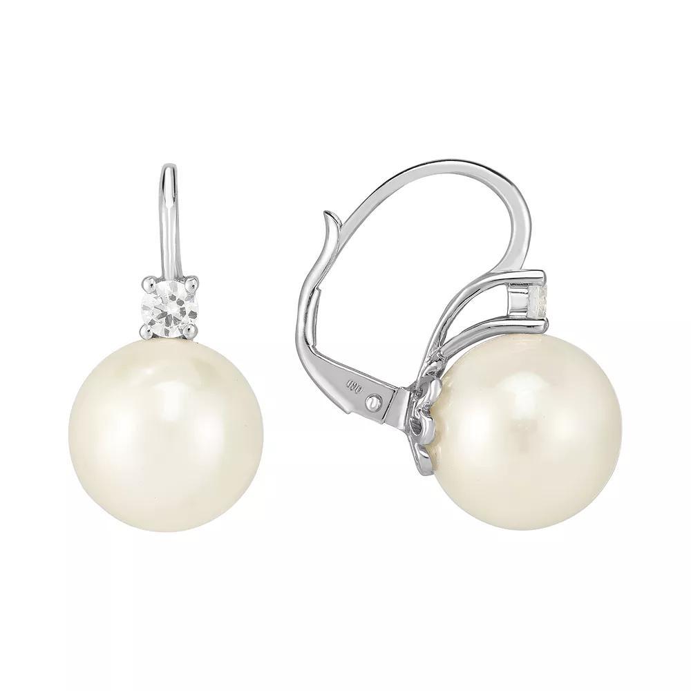 Sterling Silver Shell & Cubic Zirconia Drop Earrings, Women's Product Image