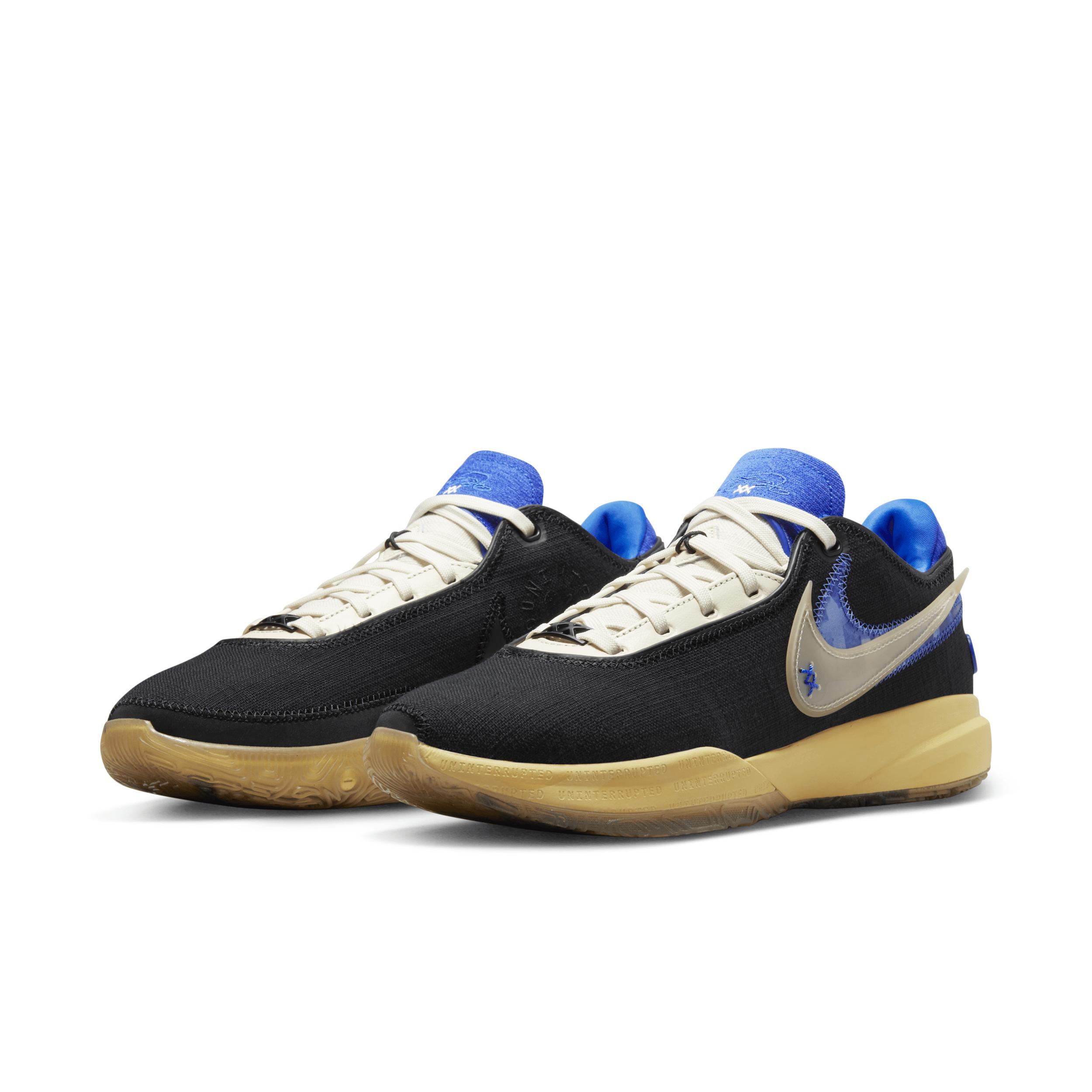 Nike Mens Lebron James Nike Lebron XX - Mens Basketball Shoes Black/White/Metallic Gold Product Image