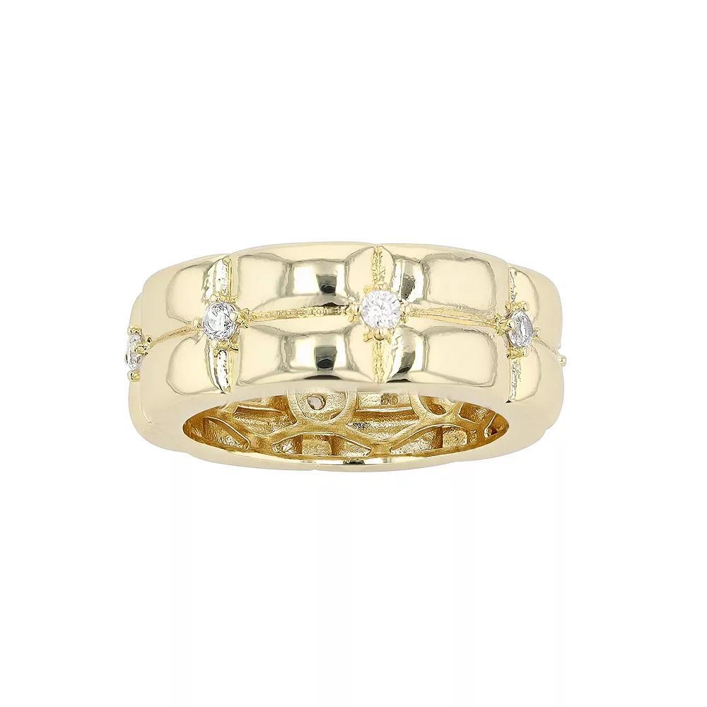 14k Gold Over Silver Cubic Zirconia Double Weave Band Ring, Women's, Size: 6, Gold Tone Product Image