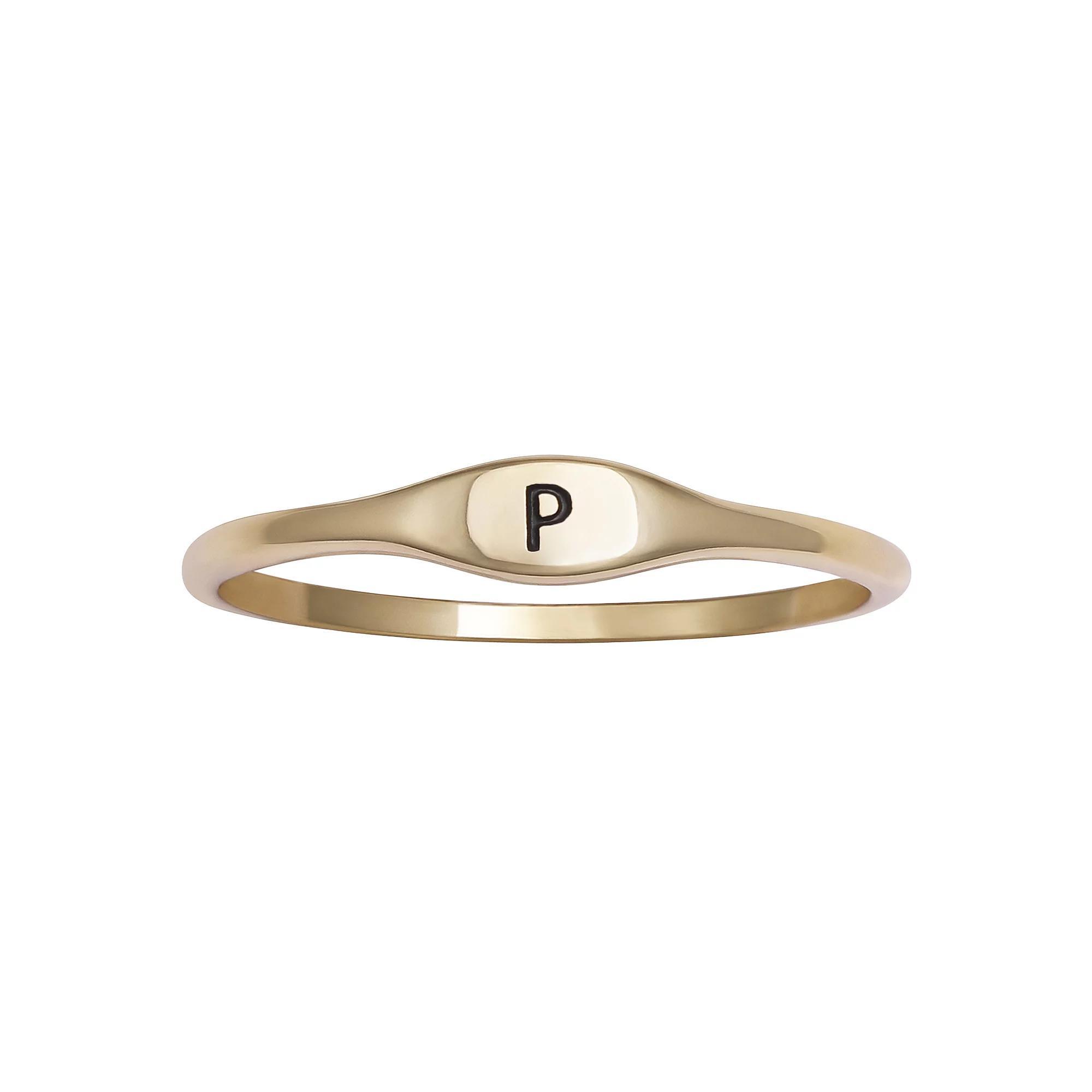 PRIMROSE Polished Oval Oxidized Initial Ring, Women's, Size: 8, Sterling Silver D Product Image