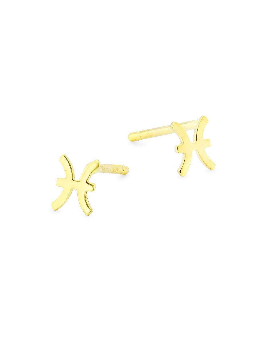 Womens 14Kt Gold Yellow Finish Polished Stud Libra Earring With Push Back Clasp Product Image