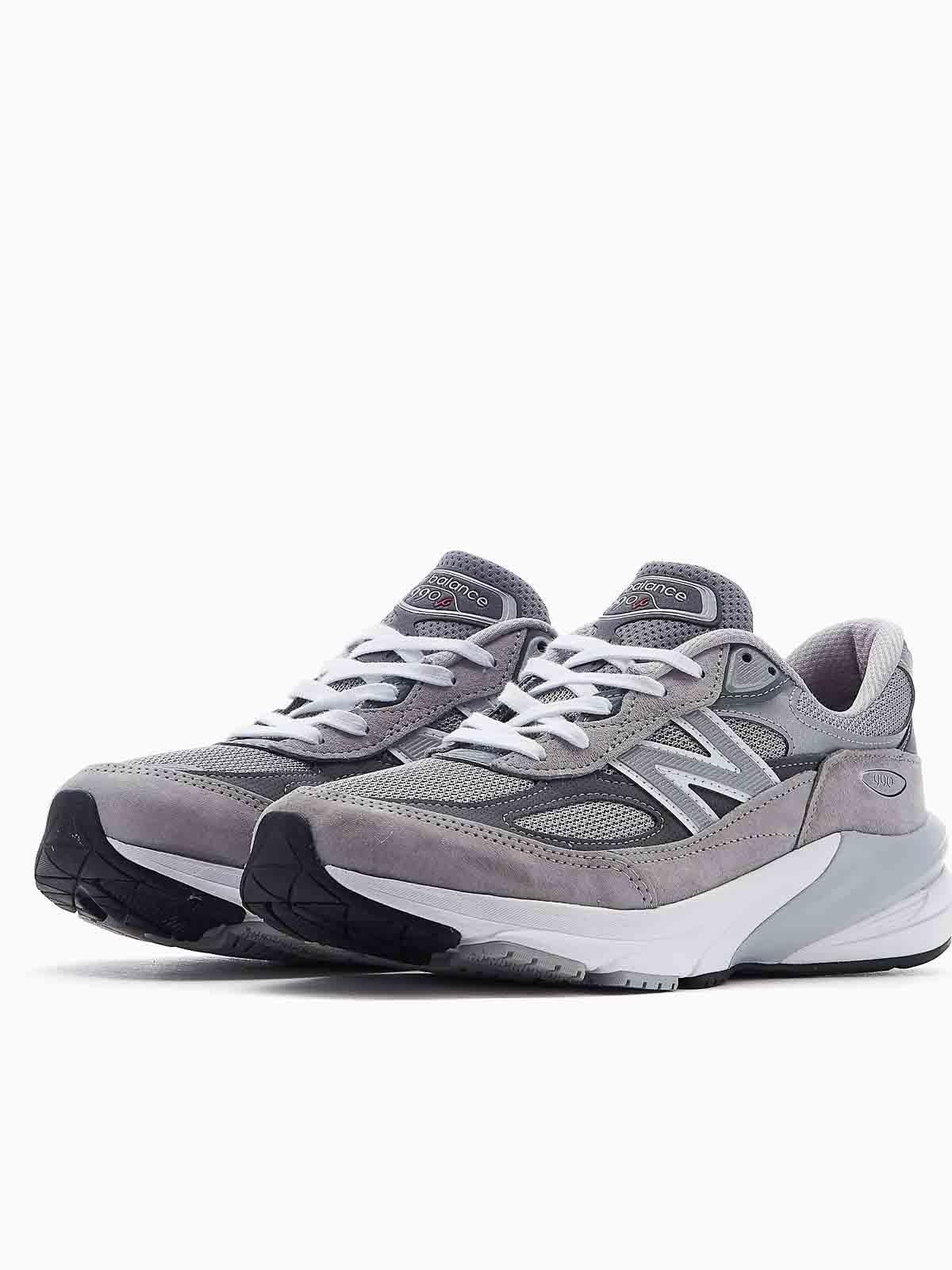NEW BALANCE Grey Low Top Sneakers With Logo Detail In Suede And Tech Fabric Man Product Image