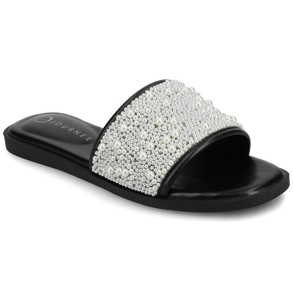Journee Womens Precly Pearl Band Slip-On Evening Flat Sandals Product Image