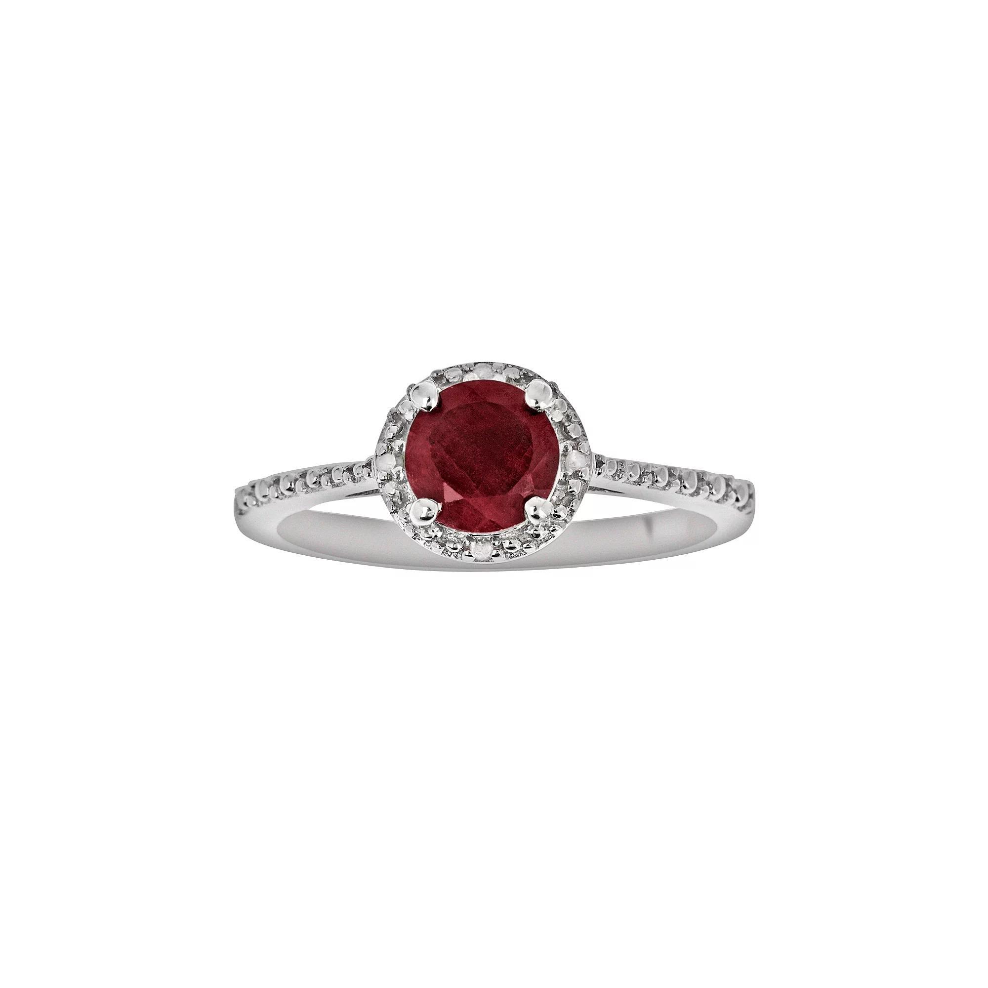 Celebration Gems Sterling Silver Ruby and Diamond Accent Frame Ring, Women's, Size: 10 Product Image