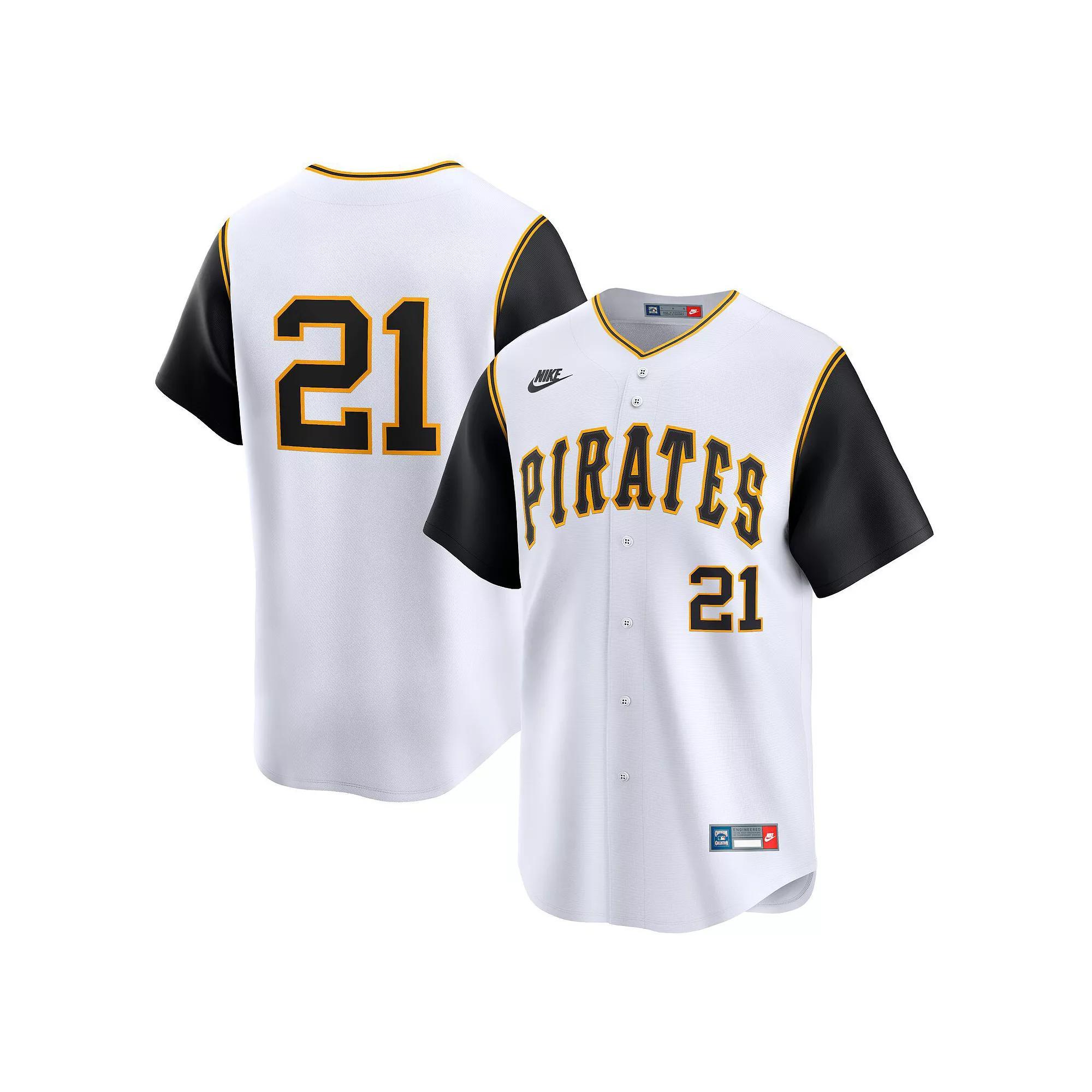 Men's Nike Roberto Clemente White Pittsburgh Pirates Throwback Cooperstown Limited Jersey, Size: Small Product Image