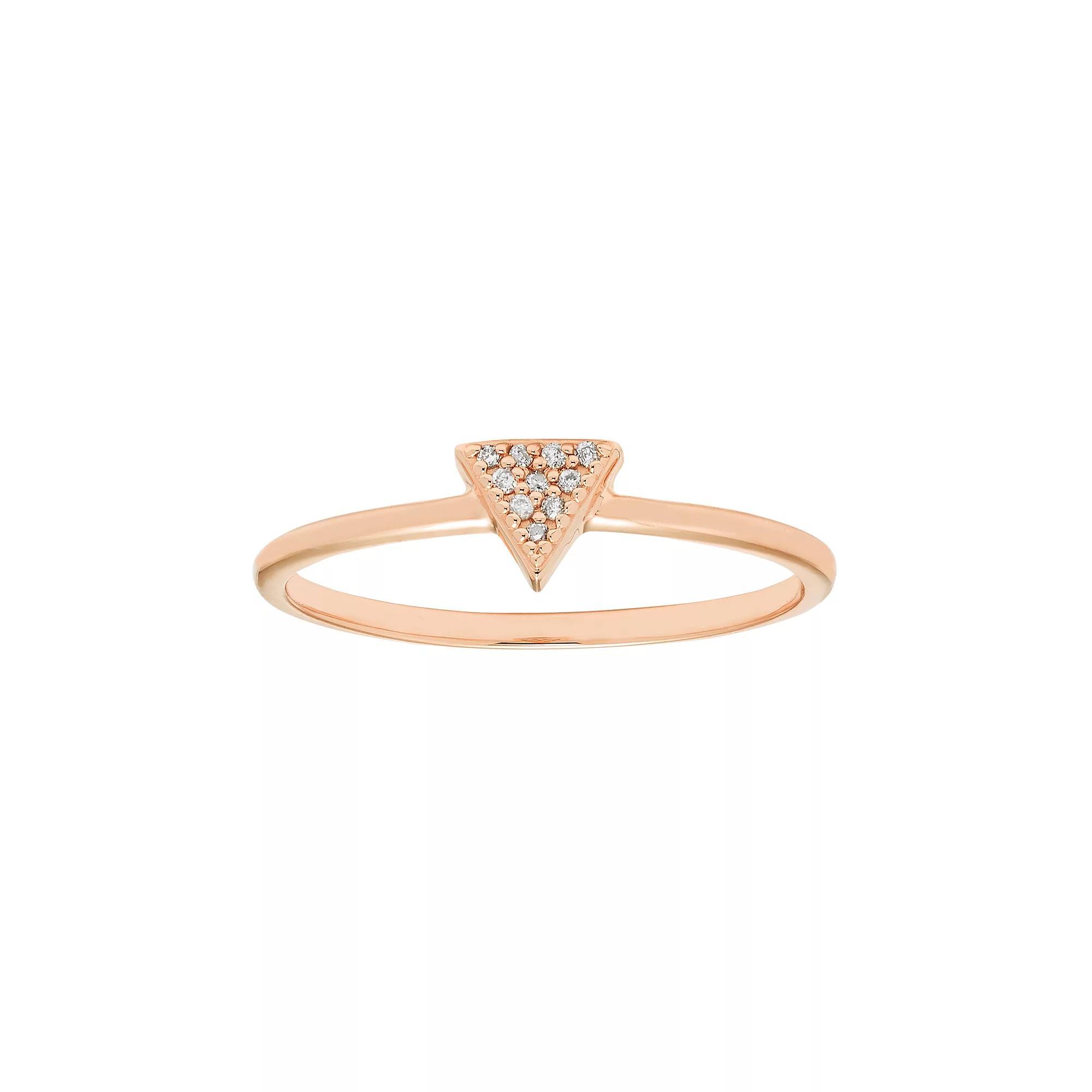 10k Gold Diamond Accent Triangle Ring, Womens Yellow Product Image