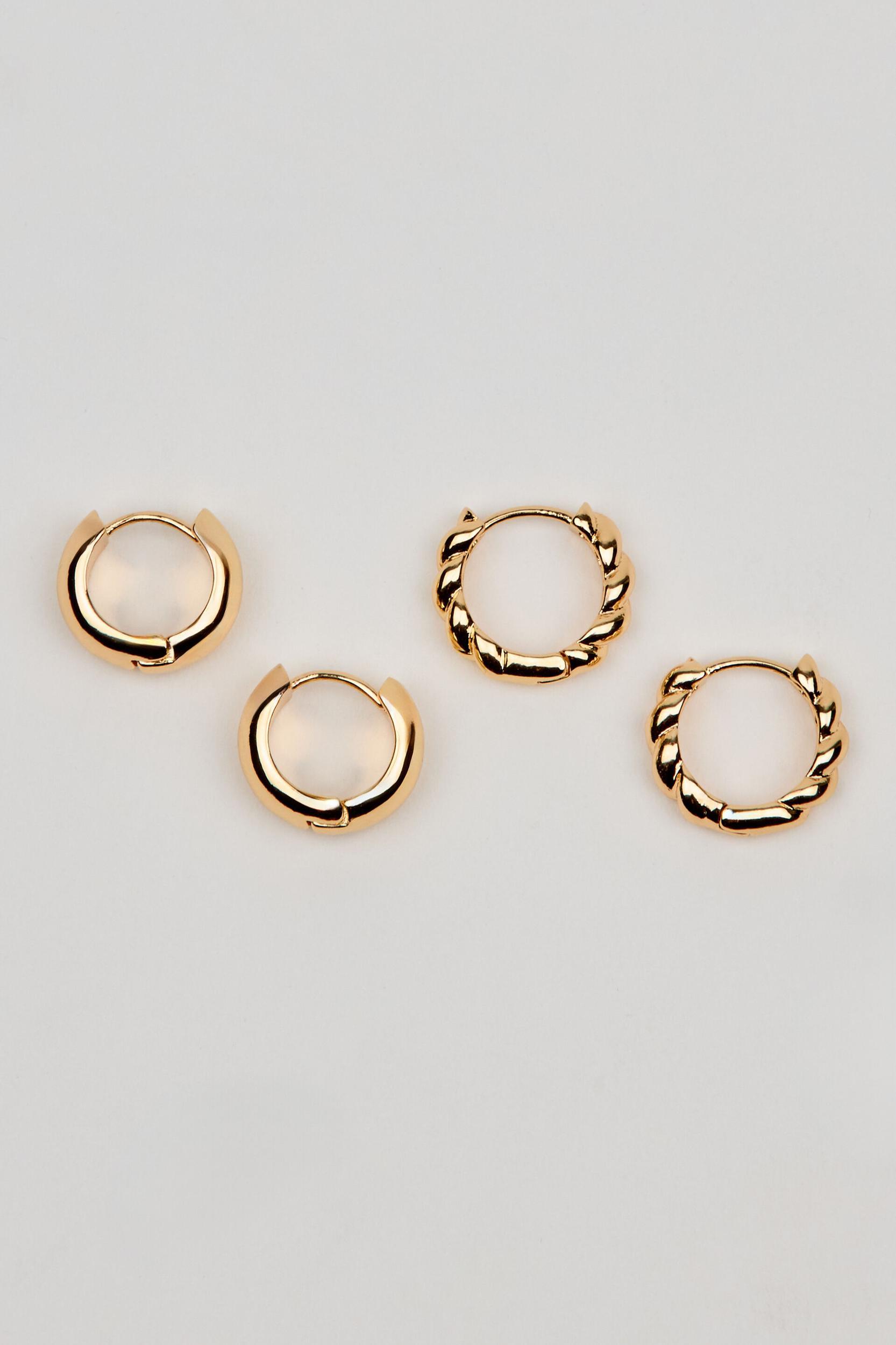 2 Pack Twisted & Smooth Huggy Earrings Product Image