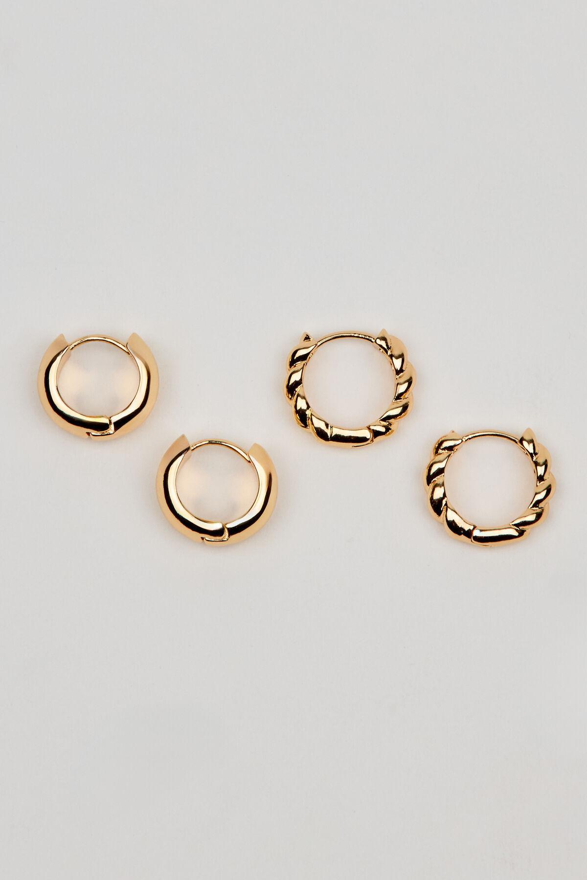 2 Pack Twisted & Smooth Huggy Earrings Product Image