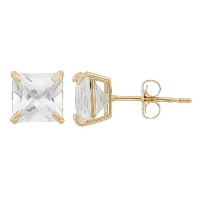 Designs by Gioelli Lab-Created White Sapphire 10k Gold Stud Earrings, Women's Product Image