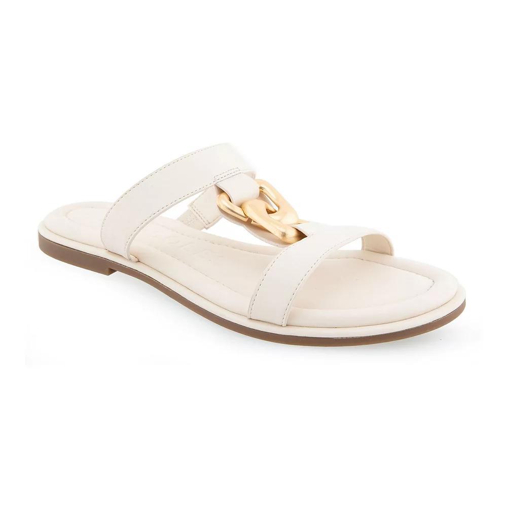 Aerosoles Geraldine Women's Flat Slide Sandals, Size: 8, Eggnog Pu Leather Product Image