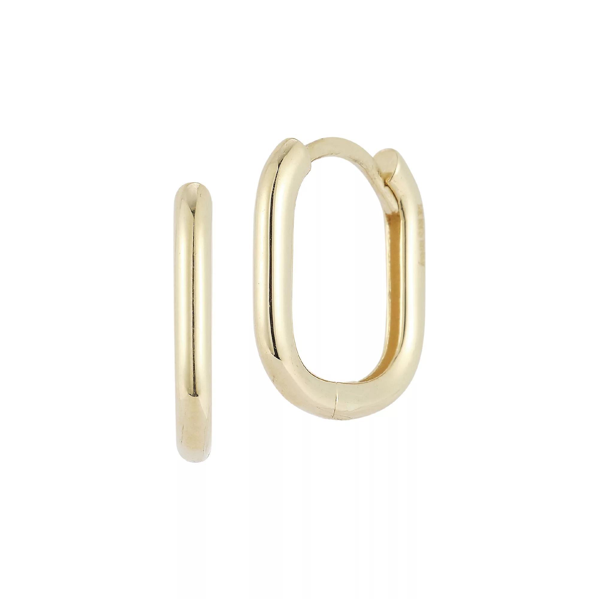 LUMINOR GOLD 14k Gold Square Oval Huggie Earrings, Women's Product Image