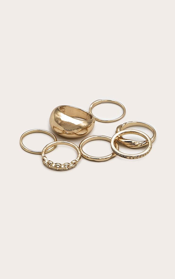 Gold Assorted Diamante Textured Multipack Rings Product Image