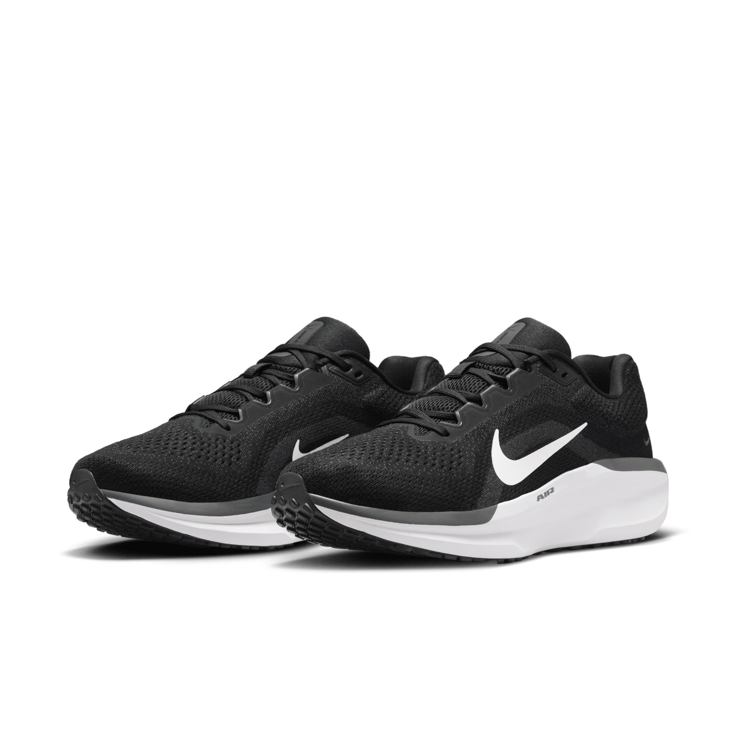 Nike Winflo 11 Men's Road Running Shoes, Size: 11 4E, Black White Gray Product Image