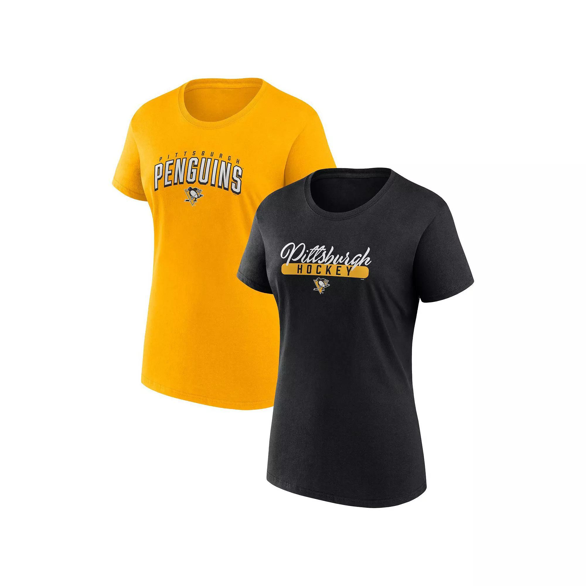 Womens Fanatics Branded /Gold Pittsburgh Penguins Two-Pack Fan T-shirt Set Product Image