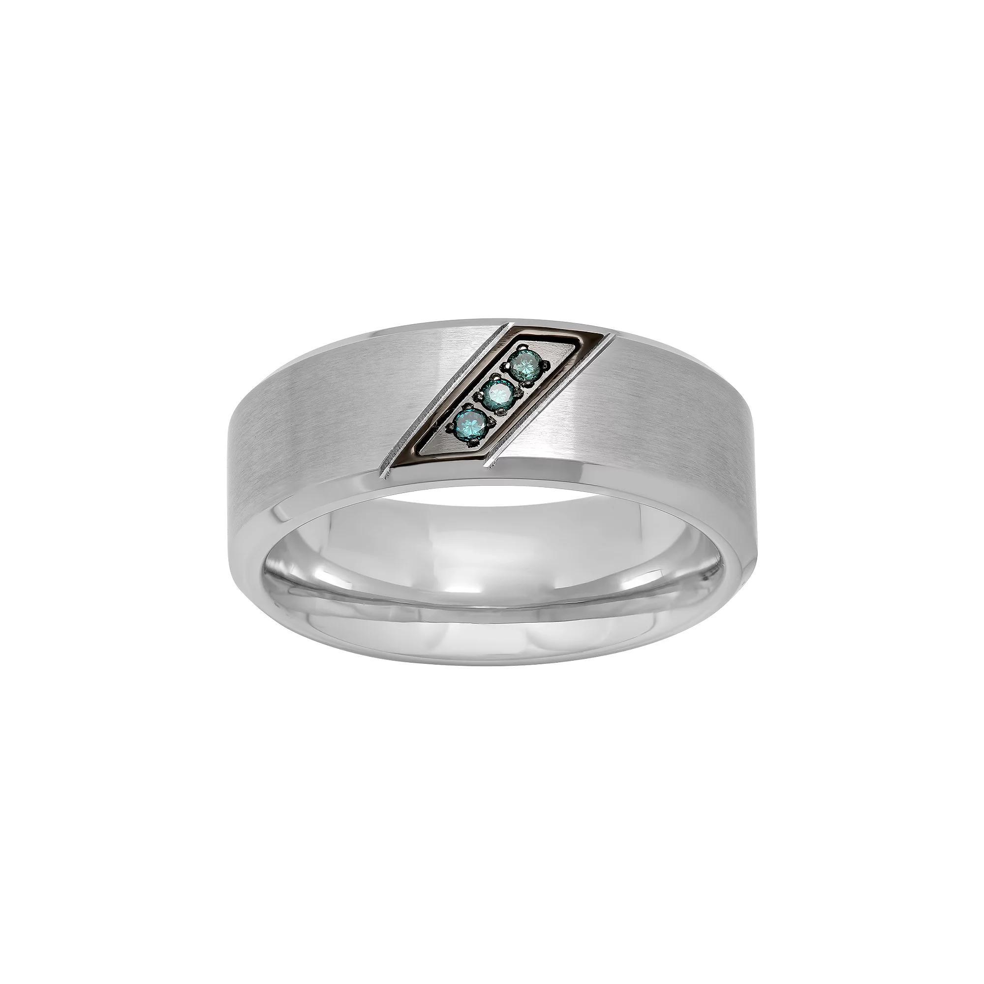 Men's Stainless Steel Blue Diamond Accent Ring, Size: 14.50 Product Image