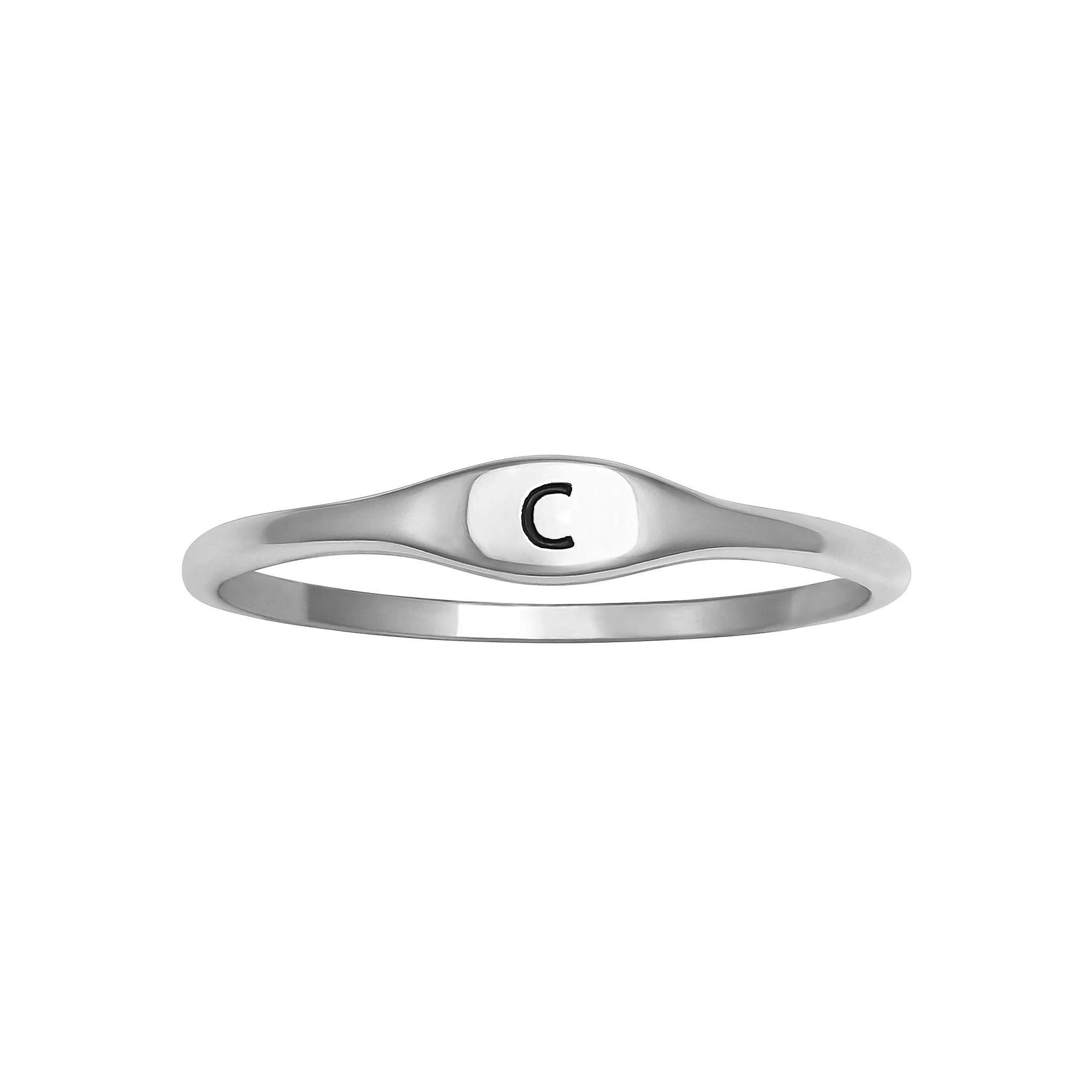 PRIMROSE Polished Oval Oxidized Initial Ring, Women's, Size: 9, Gold Tone G Product Image