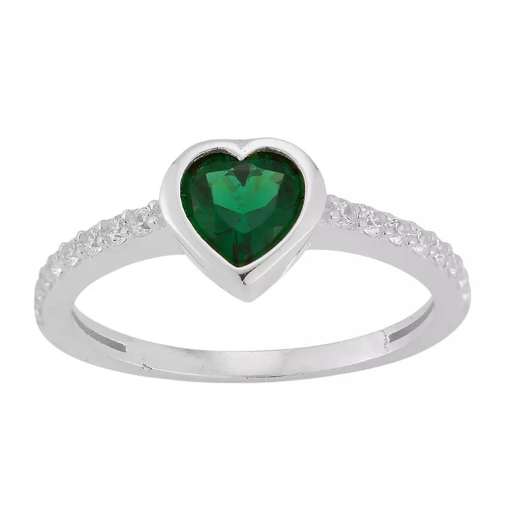Sunkissed Sterling Cubic Zirconia Heart Ring, Womens Silver Tone Product Image
