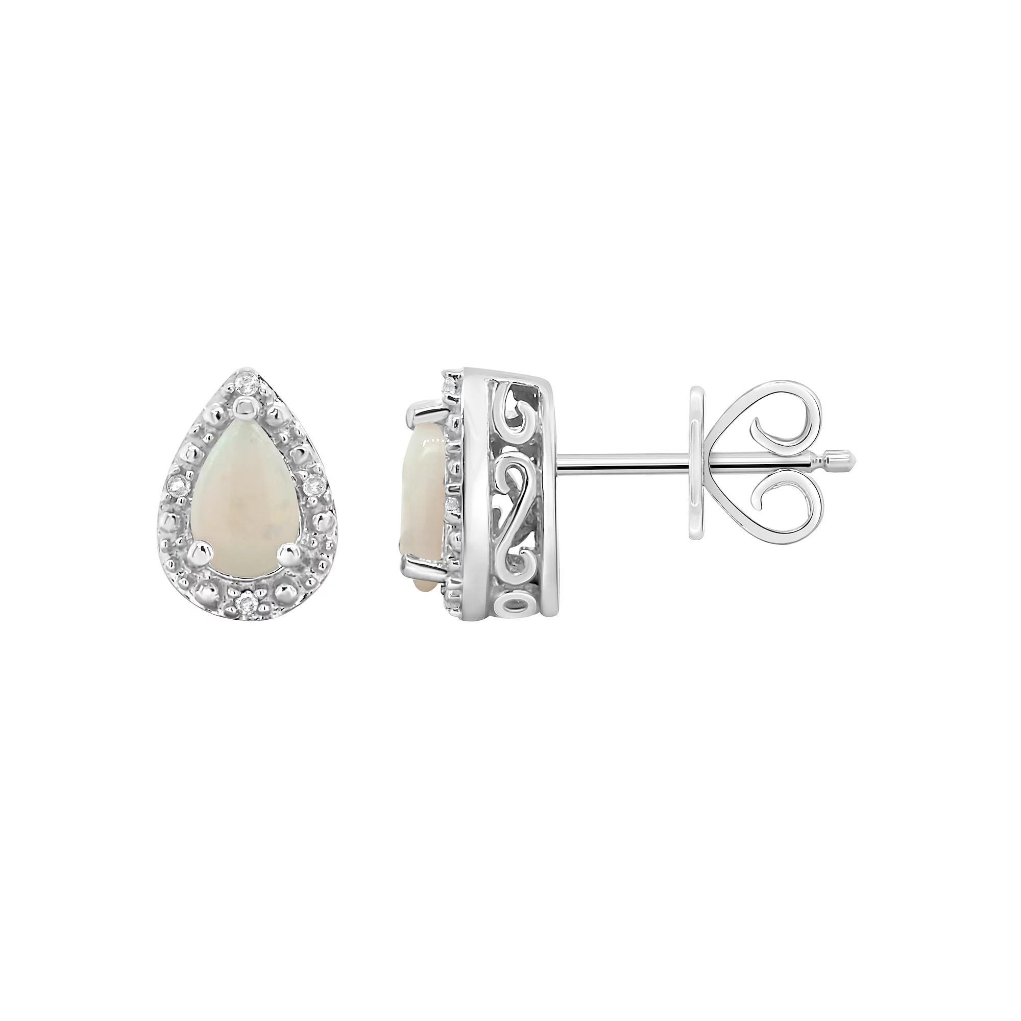 Celebration Gems Sterling Silver Pear Shaped Genuine Amethyst Diamond Accent Stud Earrings, Women's, Blue Topaz Product Image