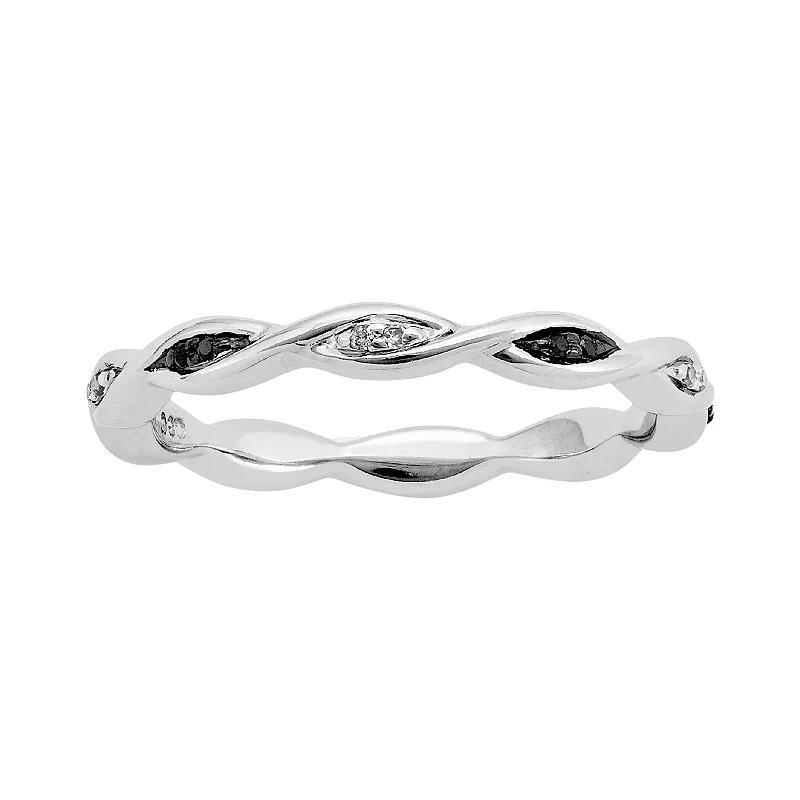 Stacks & Stones Sterling Silver Black & White Diamond Accent Twist Stack Ring, Women's, Size: 9 Product Image