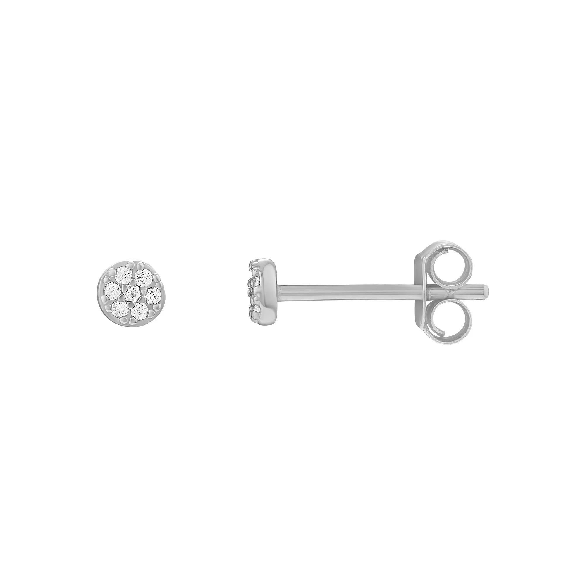 PRIMROSE Sterling Silver Cubic Zirconia Round Pave Stud Earrings, Women's, Gold Tone Sterling Product Image