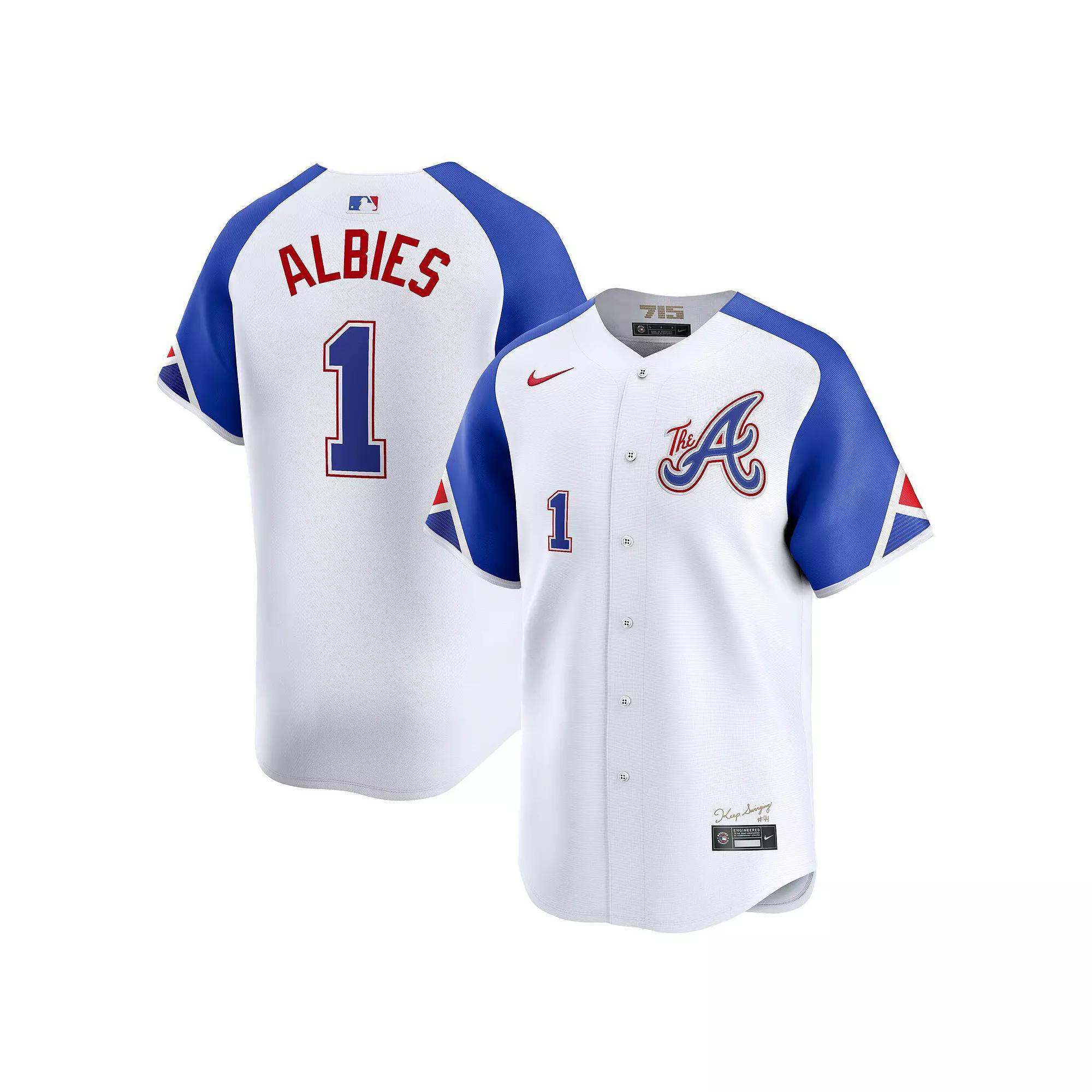 Men's Nike Ozzie Albies White Atlanta Braves City Connect Limited Jersey, Size: XL Product Image