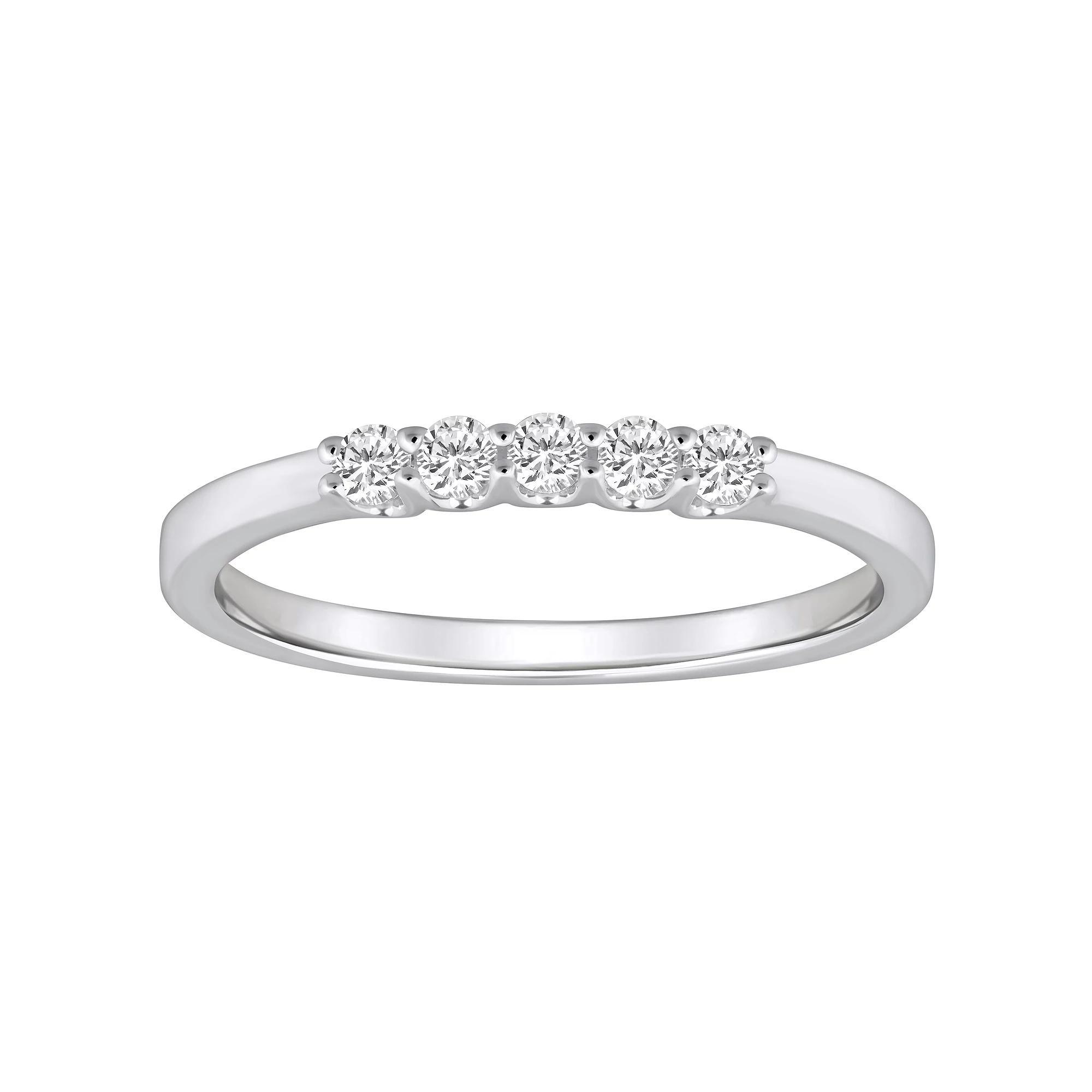 Alyson Layne 14k Gold 1/4 Carat T.W. Diamond 5-Stone Wedding Band, Women's, Size: 10, White Product Image