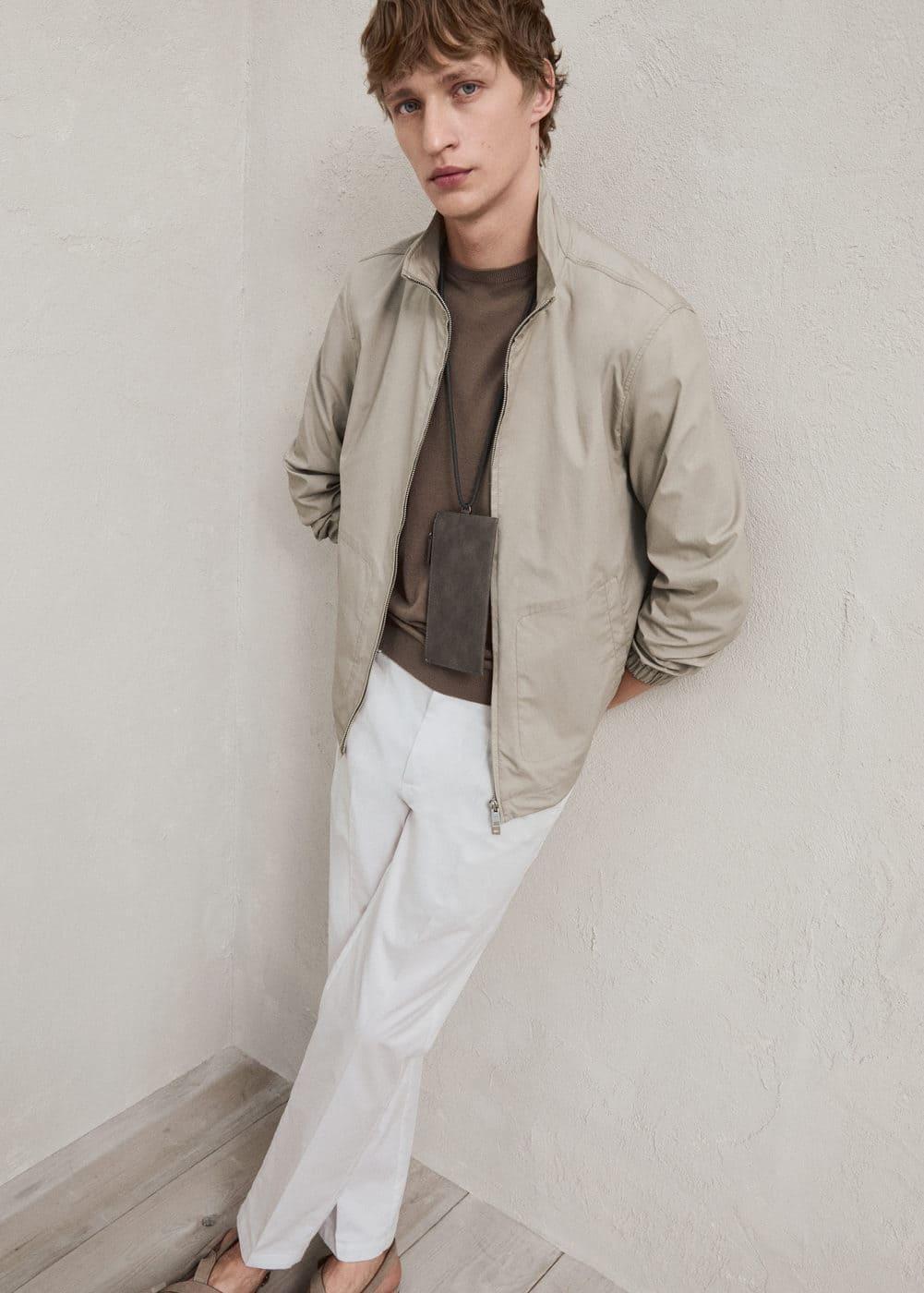 Regular fit structure cotton trousers - Men | MANGO USA Product Image