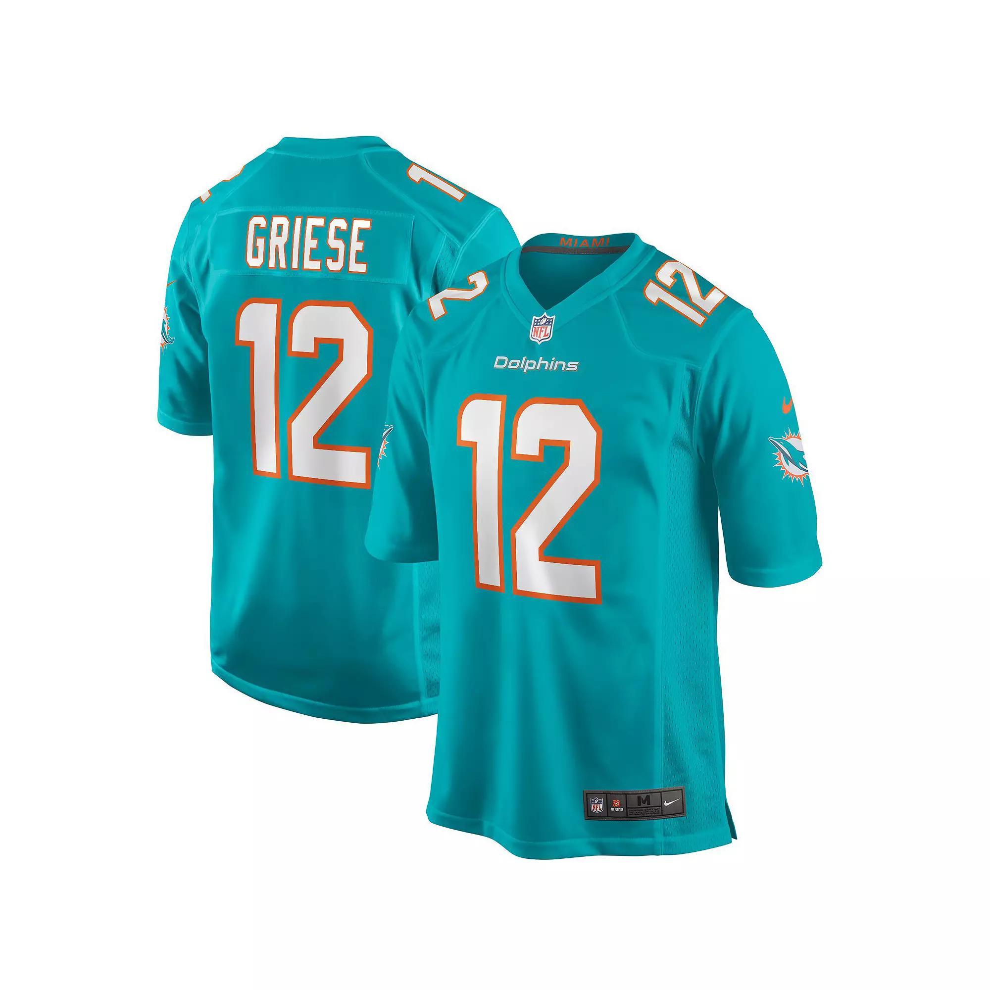 Men's Nike Bob Griese Aqua Miami Dolphins Game Retired Player Jersey, Size: 2XL, Turquoise A Product Image