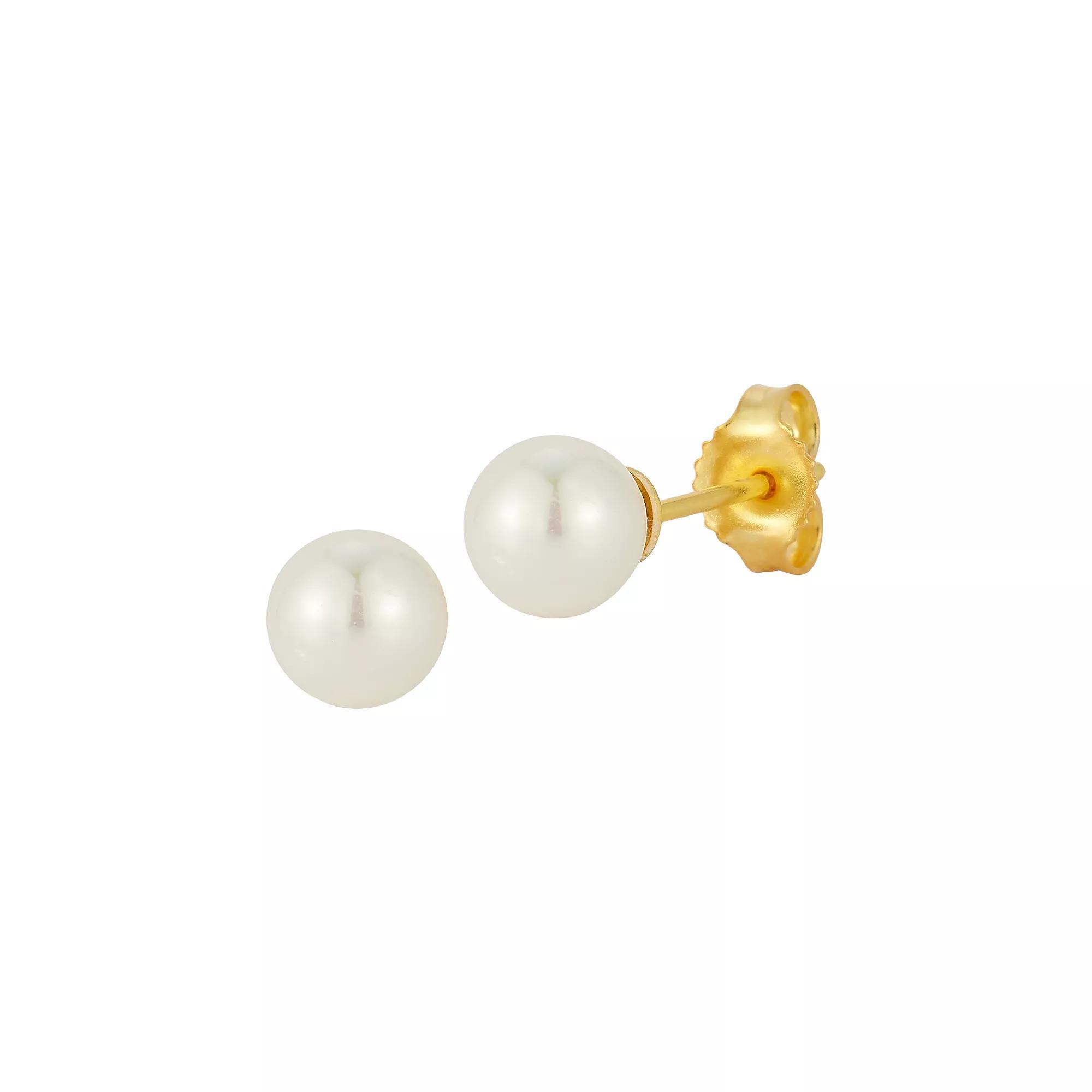Sunkissed Sterling Freshwater Cultured Pearl Stud Earrings, Women's, Gold Tone Product Image