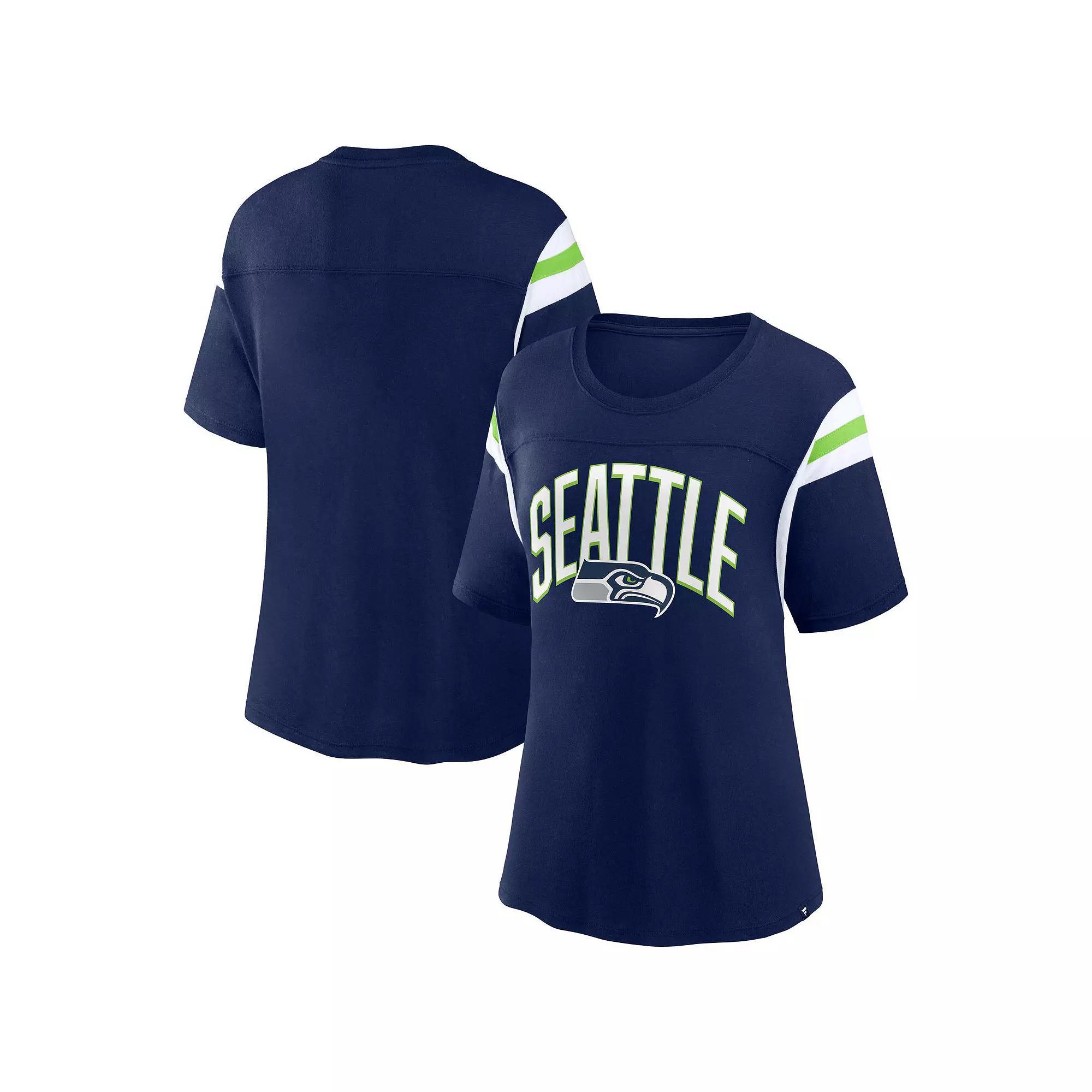 Women's Fanatics Branded College Navy Seattle Seahawks Earned Stripes T-Shirt, Size: XS, Blue Product Image