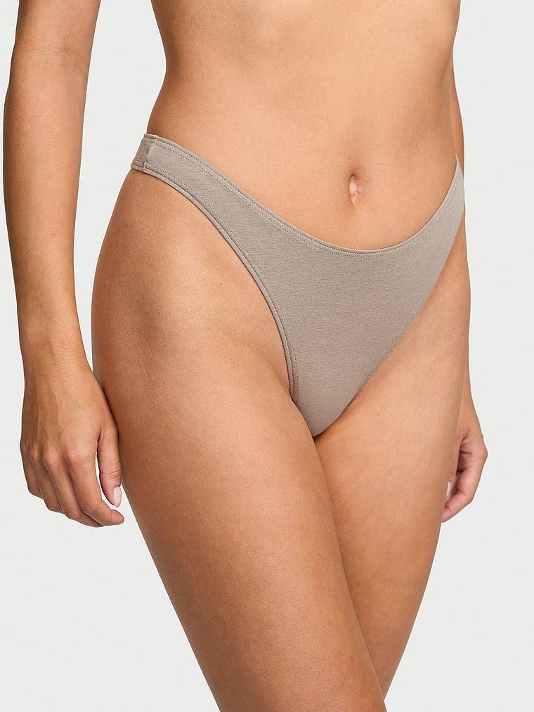 Stretch Cotton Scoop High-Leg Thong Panty Product Image