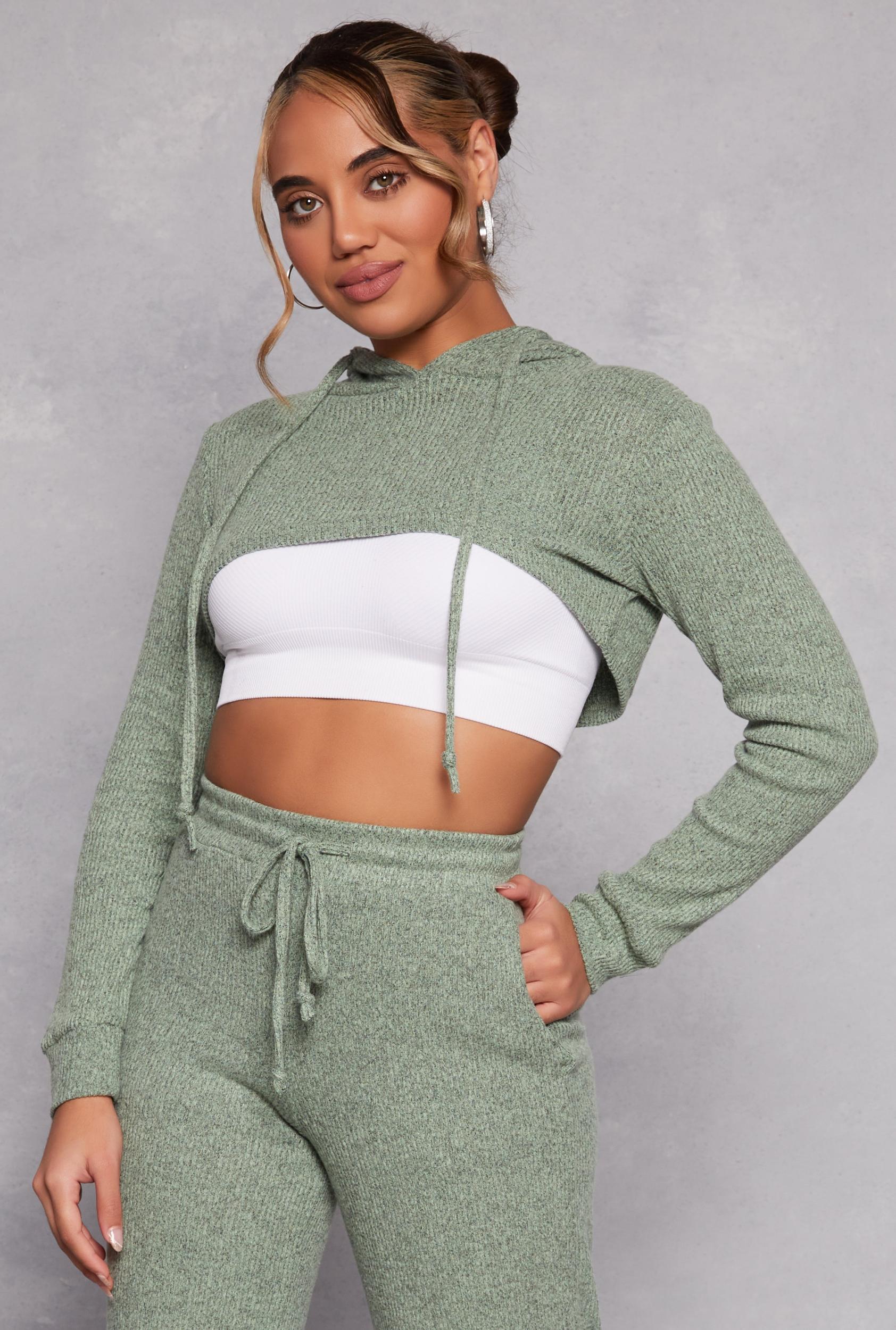 Womens Daisy Ribbed Knit Hooded Shrug Product Image