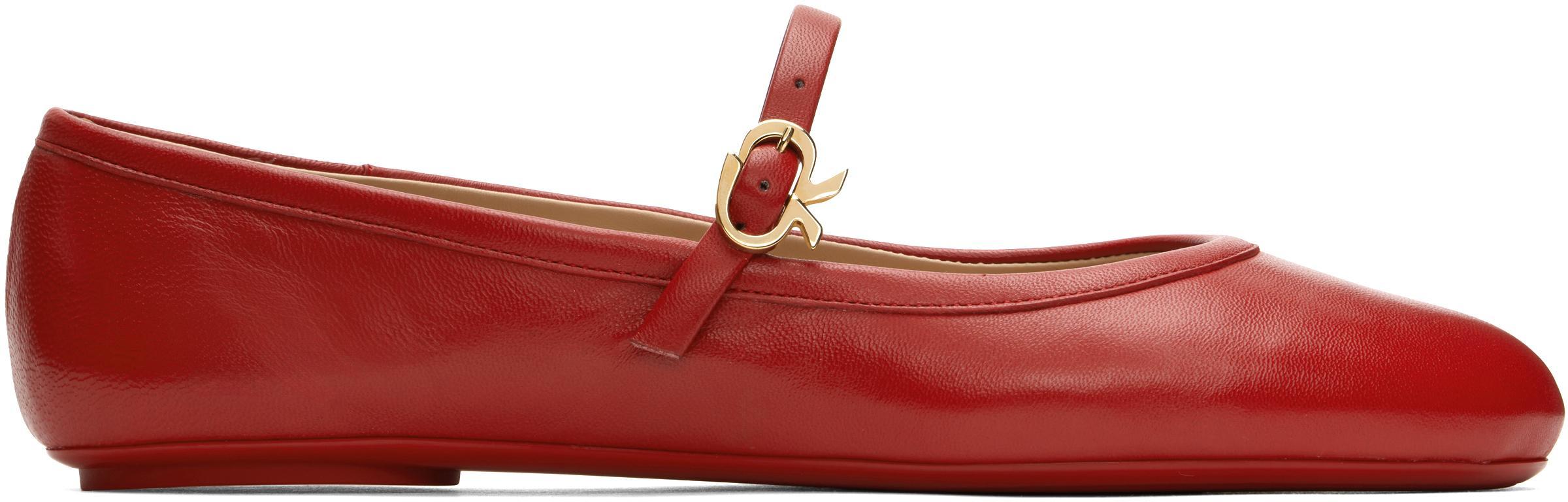 GIANVITO ROSSI Woman Ballet Flats Red Size 8 Leather In Red Nappa Product Image