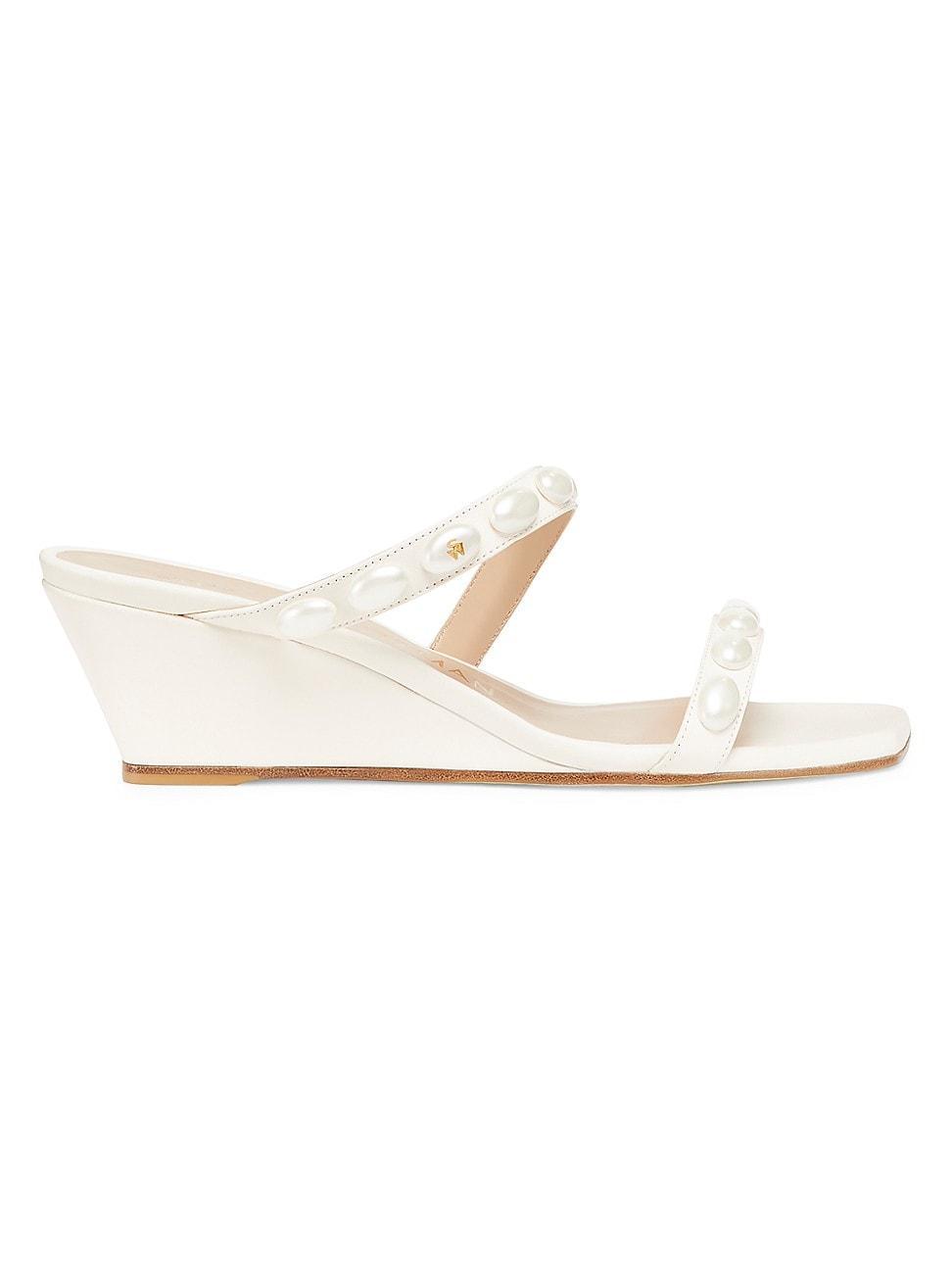 Pearlita Leather Two-Band Wedge Sandals Product Image