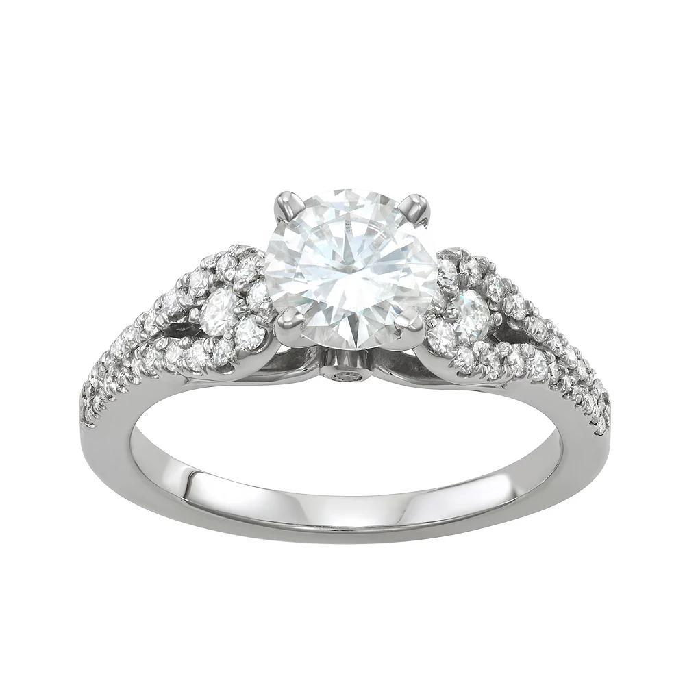 Charles & Colvard 14k White Gold 2 1/10 Carat T.W. Lab-Created Moissanite Engagement Ring, Women's, Size: 5, 14k Whgold Product Image