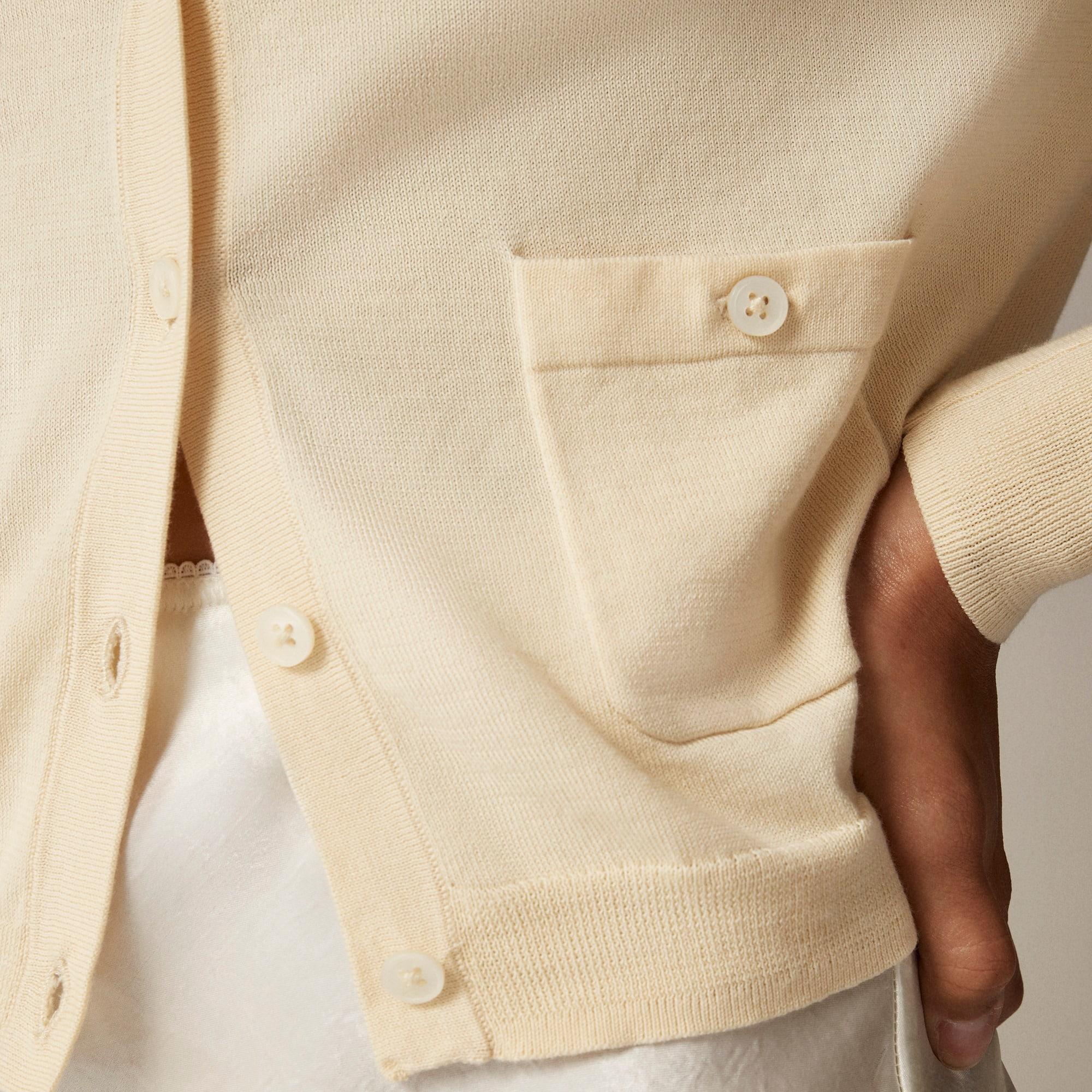 Crewneck cardigan in premium ultrafine cotton Product Image