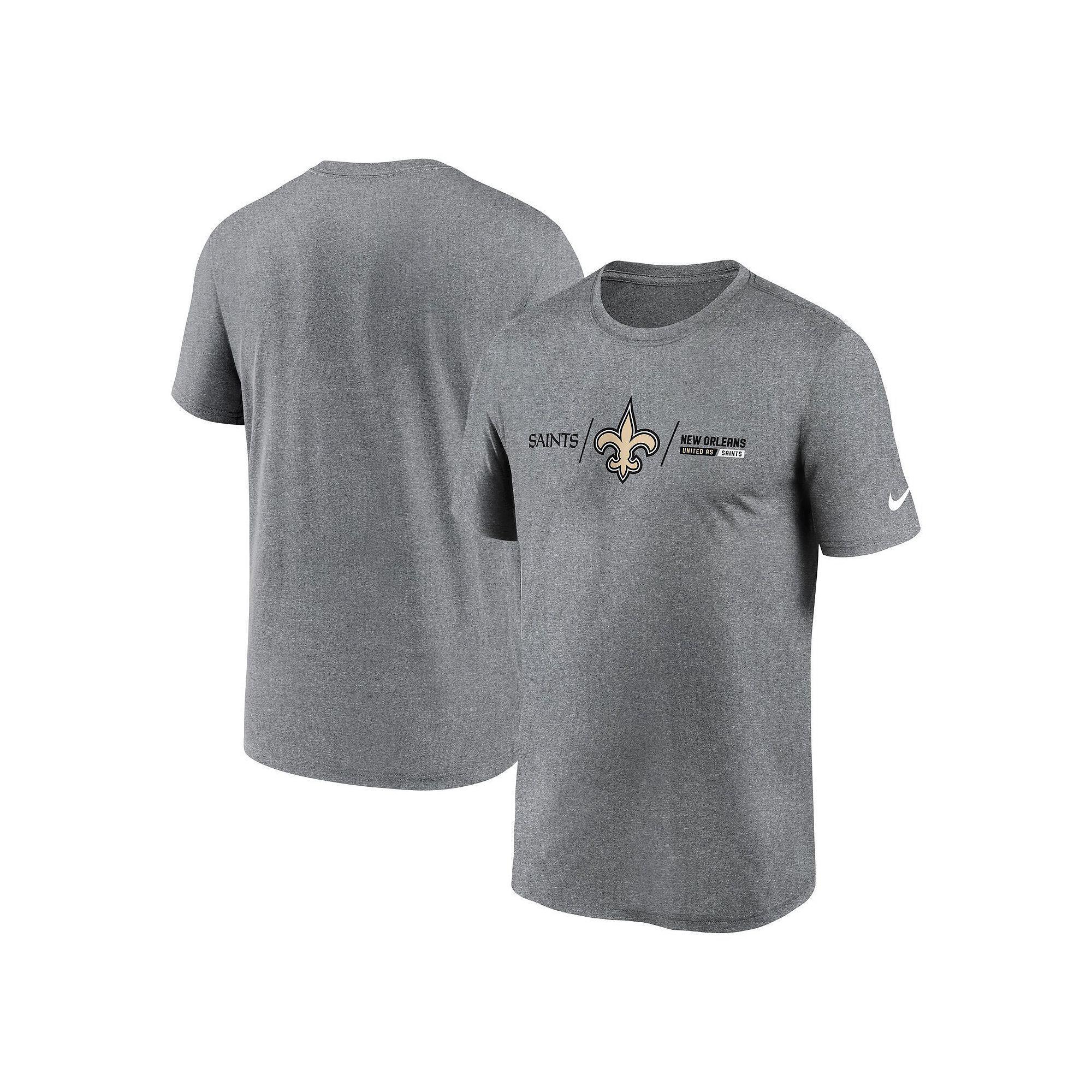 Mens Nike Heathered Charcoal New Orleans Saints Horizontal Lockup Legend Performance T-Shirt Product Image