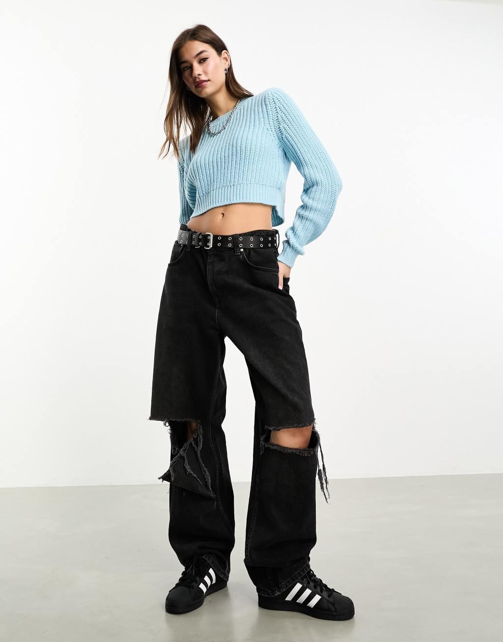 Only cropped ribbed sweater Product Image