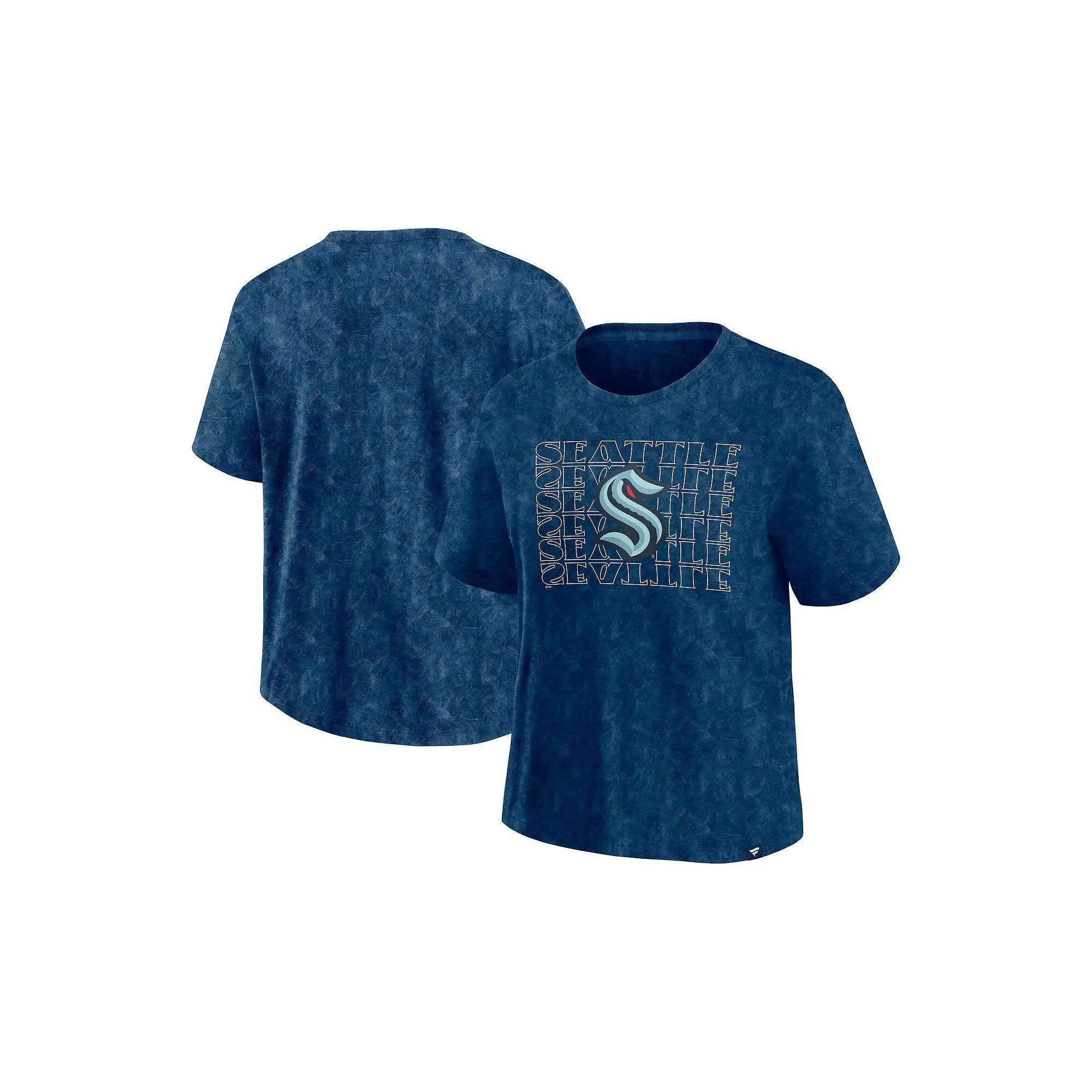 Women's Fanatics  Deep Sea Blue Seattle Kraken Faded Wash T-Shirt, Size: XS, Krk Blue Product Image