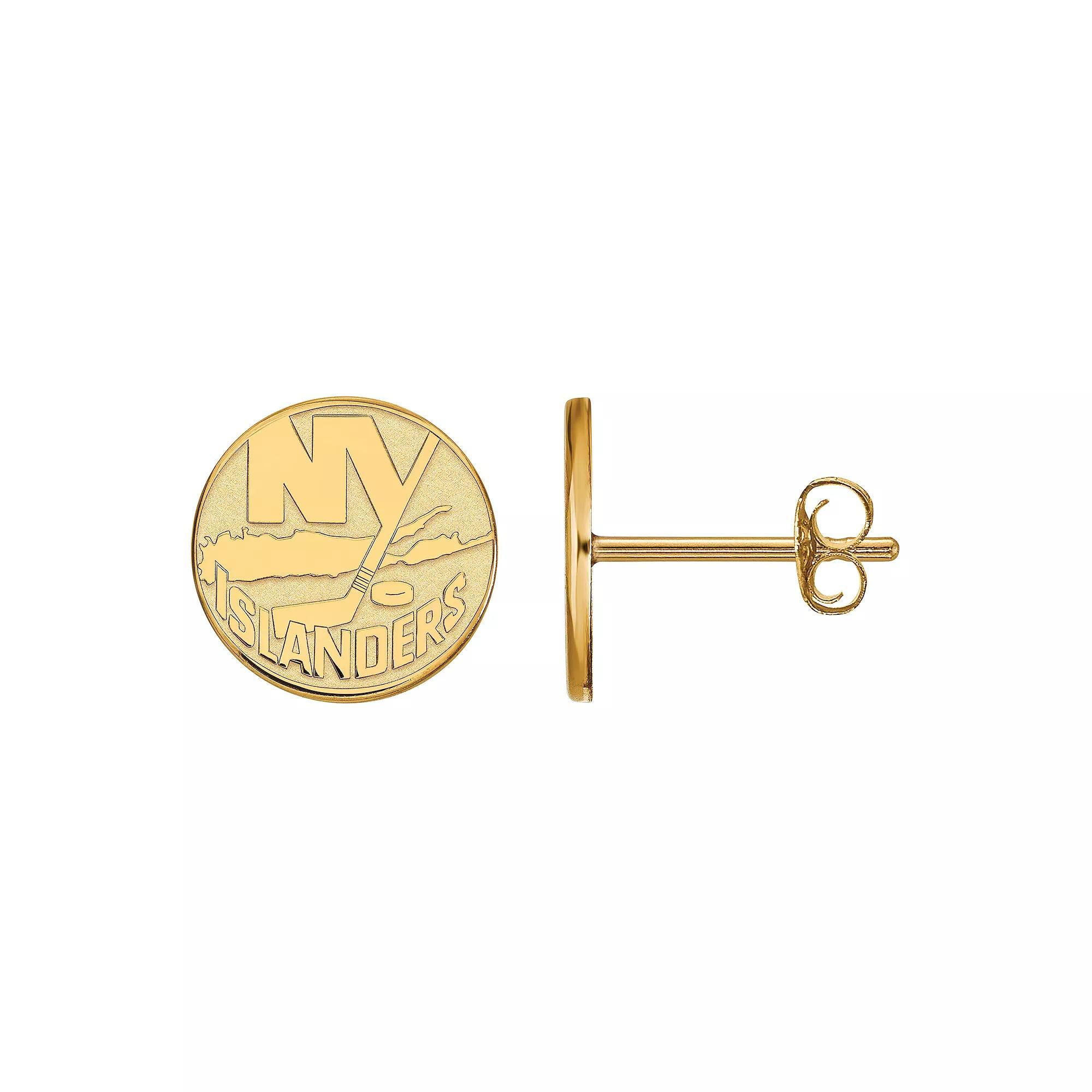 LogoArt New York Islanders Sterling Silver Mini Logo Stud Earrings, Womens, Gold Tone Product Image