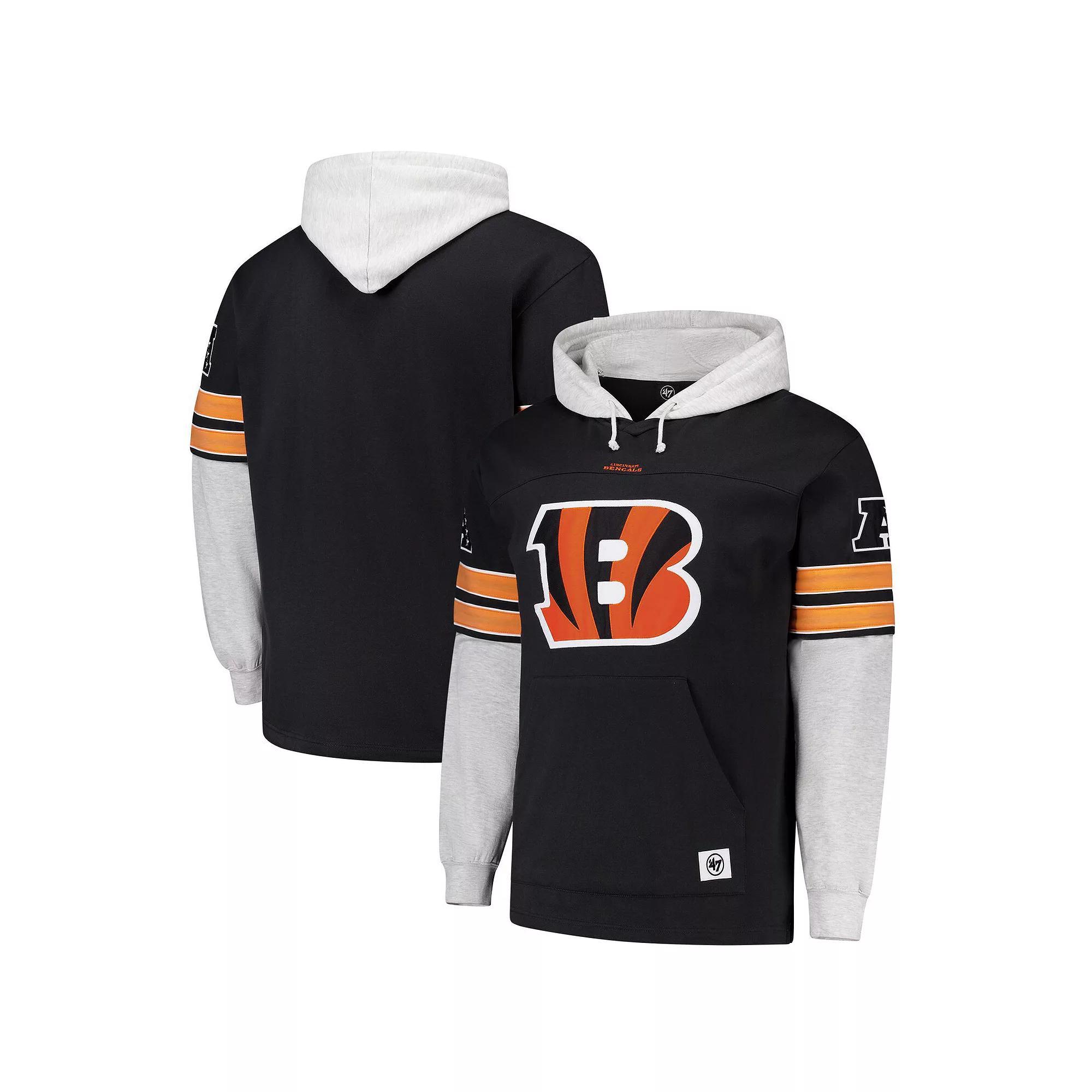 Men's '47 Black Cincinnati Bengals Big & Tall Lacer Pullover Hoodie, Size: XLT Product Image