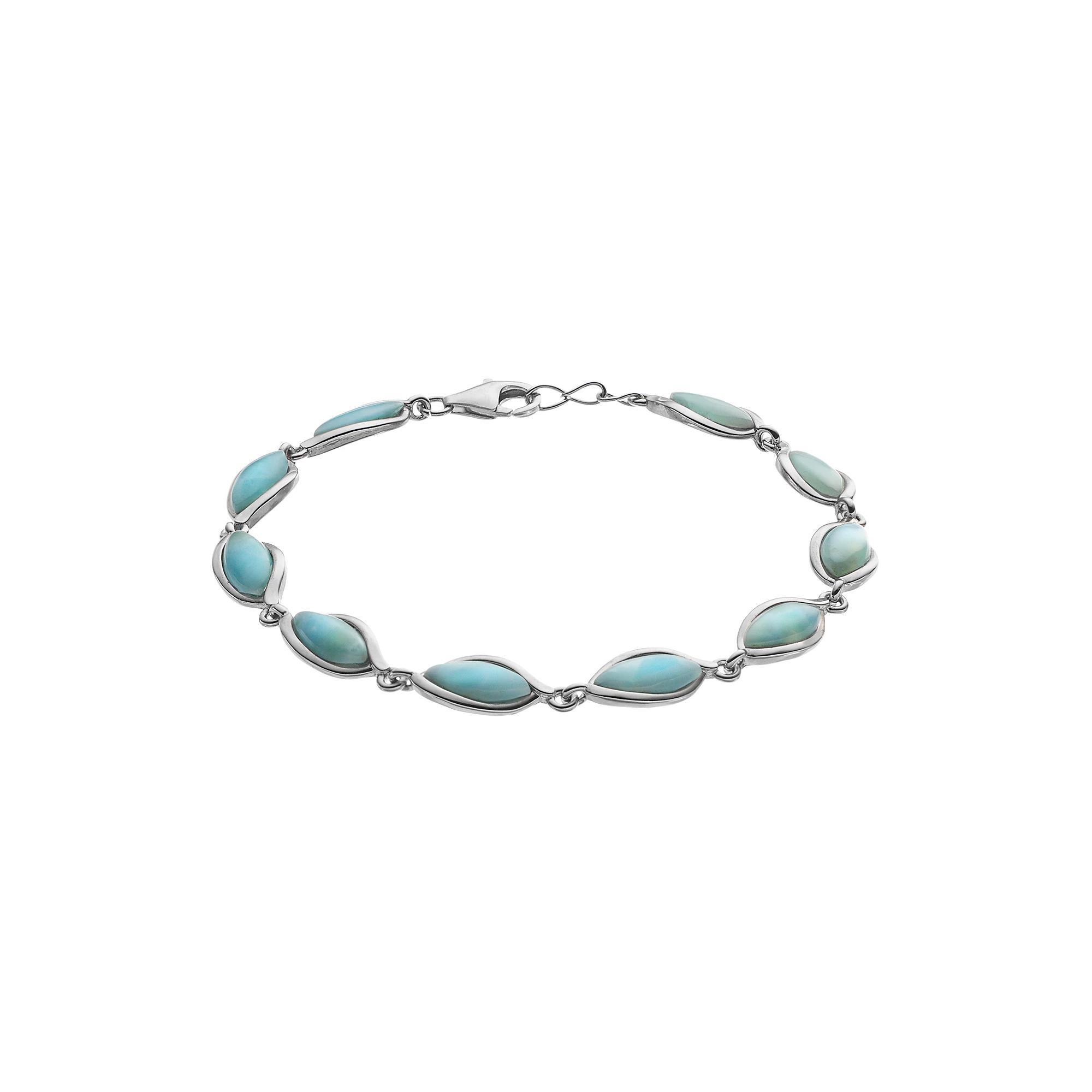 Sterling Silver Larimar Marquise Bracelet, Women's, Size: 7.5", Blue Product Image