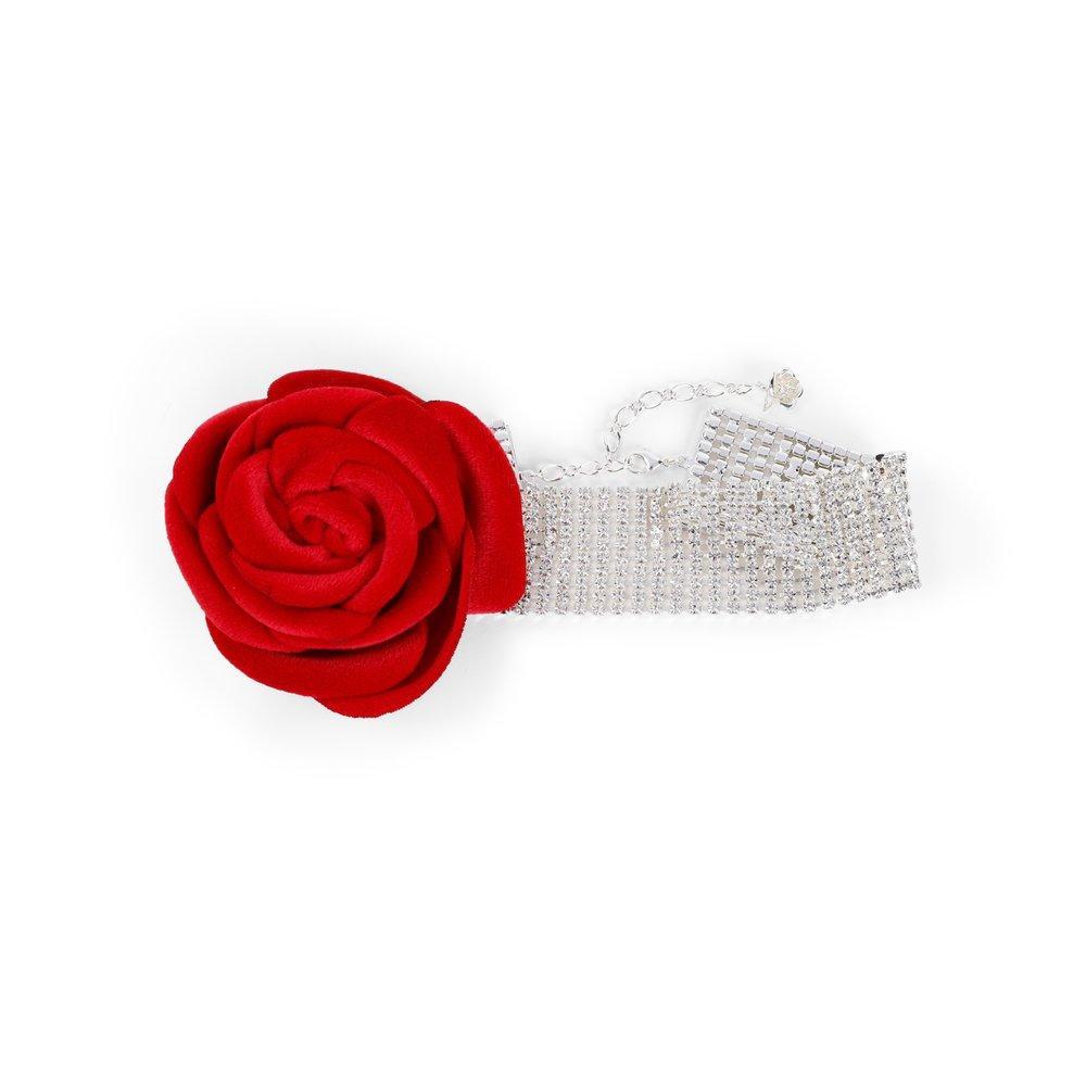 MAGDA BUTRYM Velvet Rose Choker In Red Product Image