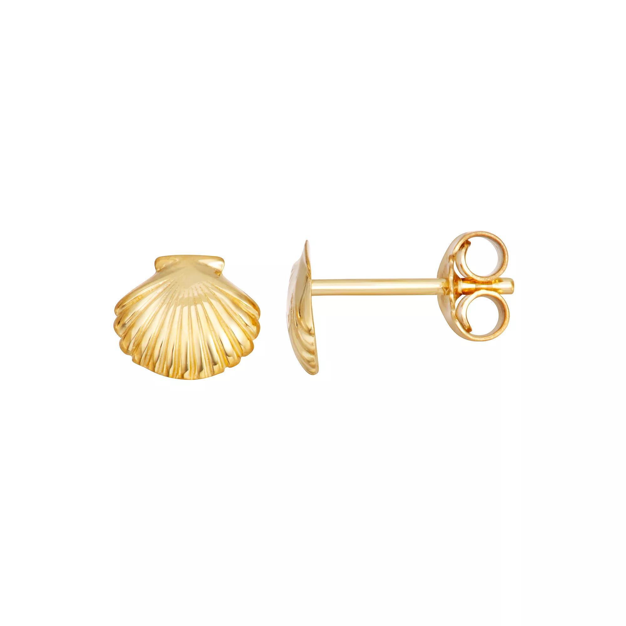 Au Naturale 14k Yellow Gold Shell Stud Earrings, Women's, 14k Gold Product Image