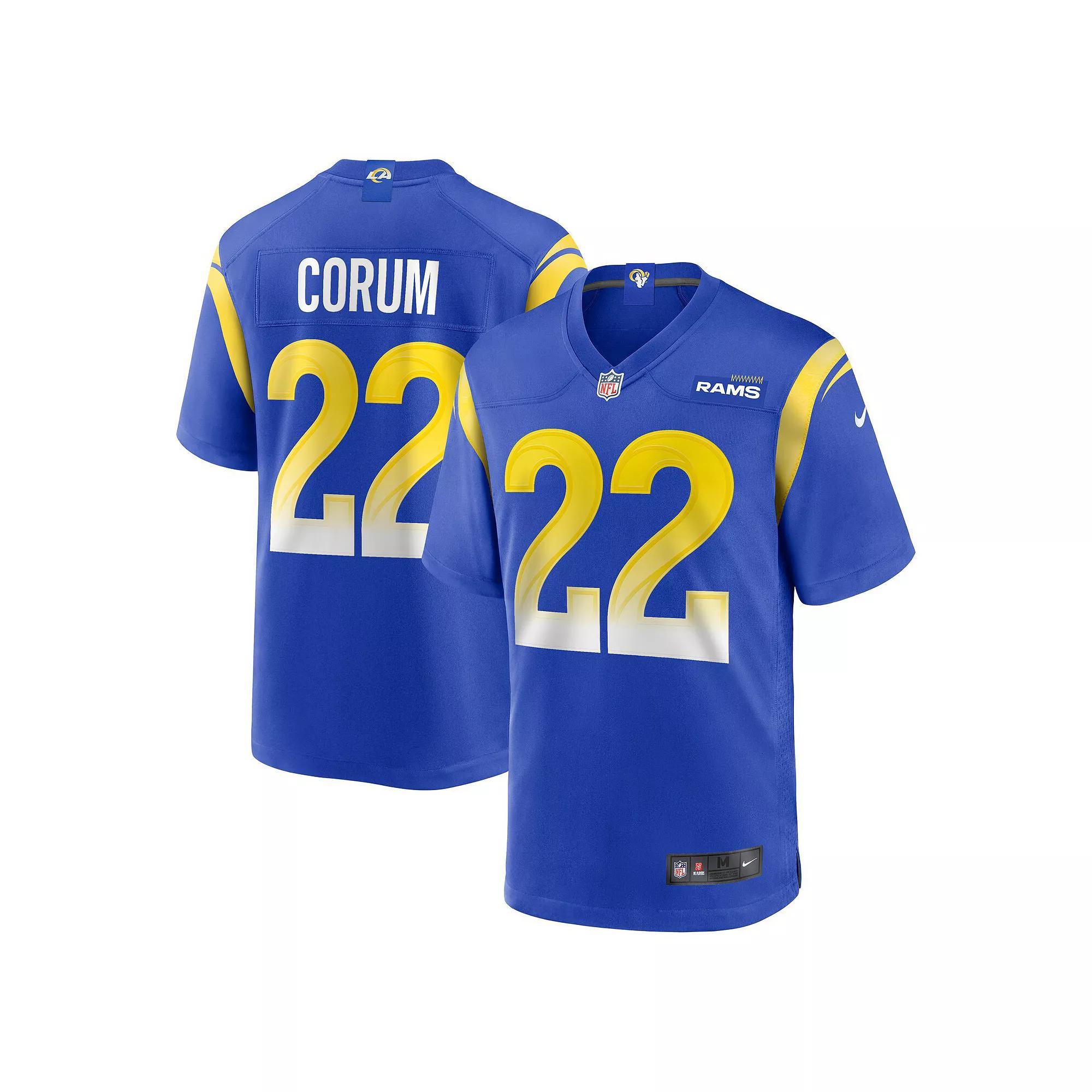 Men's Nike Blake Corum Royal Los Angeles Rams 2024 NFL Draft Game Player Jersey, Size: Large, Blue Product Image
