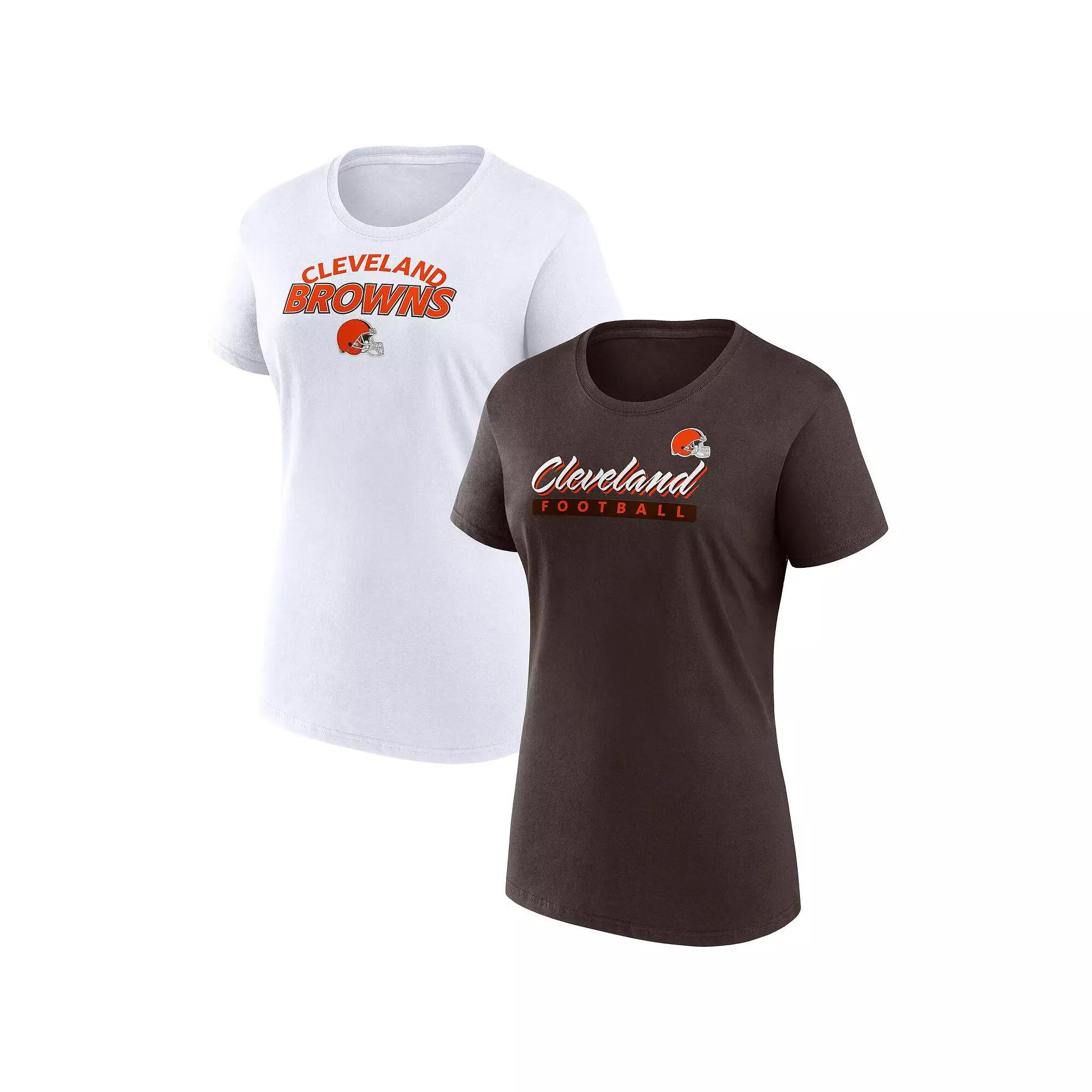 Women's Fanatics Branded  Brown/White Cleveland Browns Risk Two-Pack T-Shirt Set, Size: XS Product Image