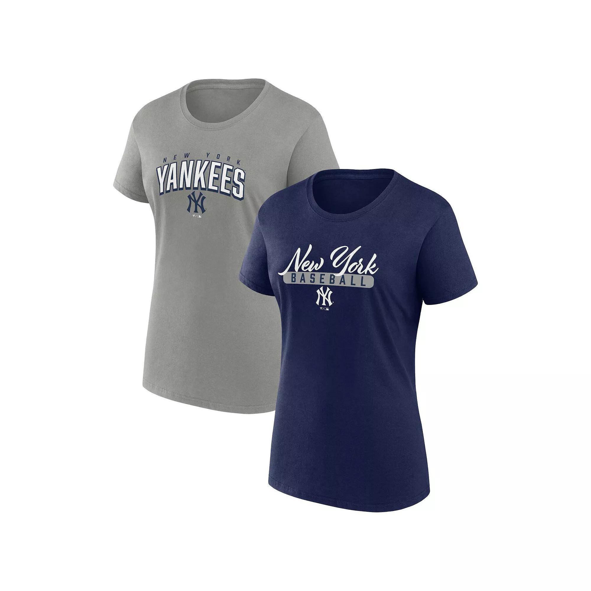 Women's Profile Navy/Gray New York Yankees Plus Size 2-Pack Scoop Neck T-Shirt Set, Size: 3XL, Blue Product Image